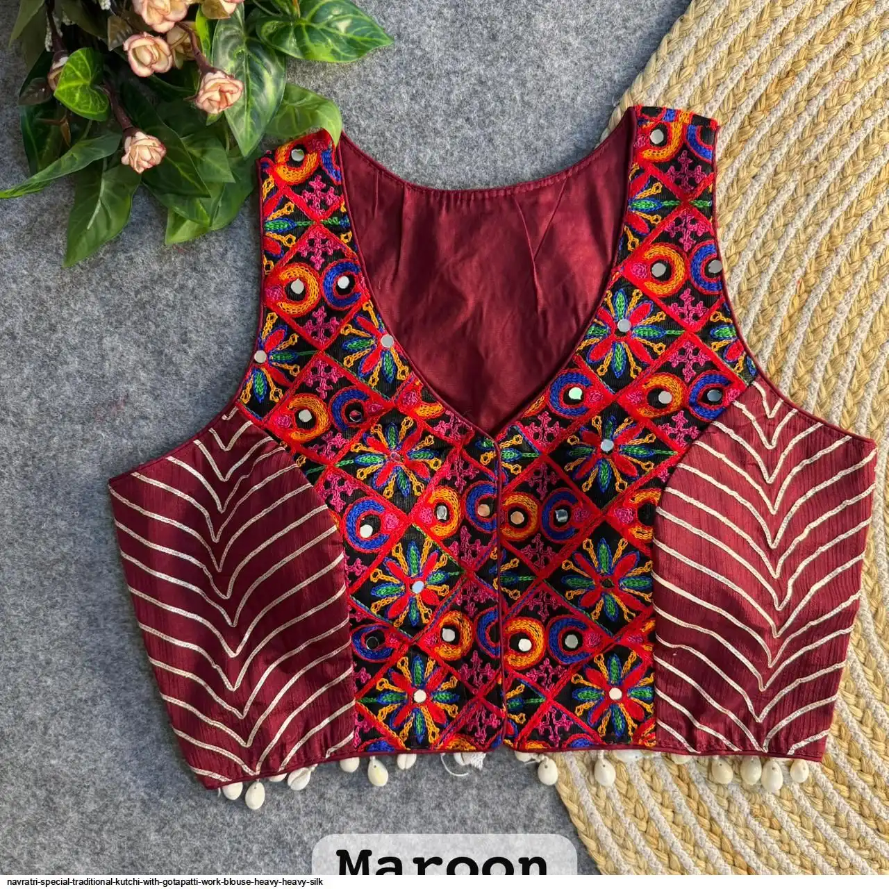 NAVRATRI SPECIAL TRADITIONAL KUTCHI WITH GOTAPATTI WORK BLOUSE HEAVY HEAVY SILK 7