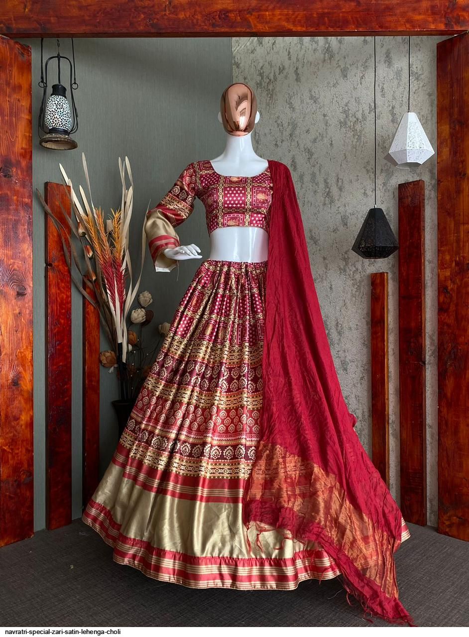 NAVRATRI SPECIAL ZARI SATIN LEHENGA CHOLI