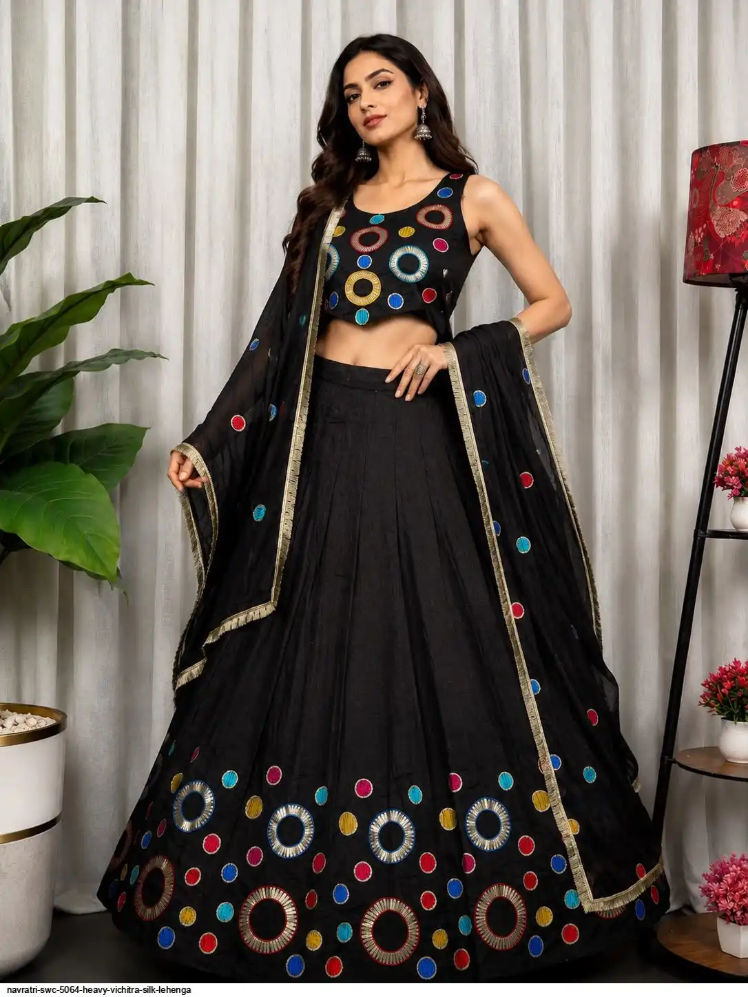 NAVRATRI SWC 5064 HEAVY VICHITRA SILK LEHENGA 5
