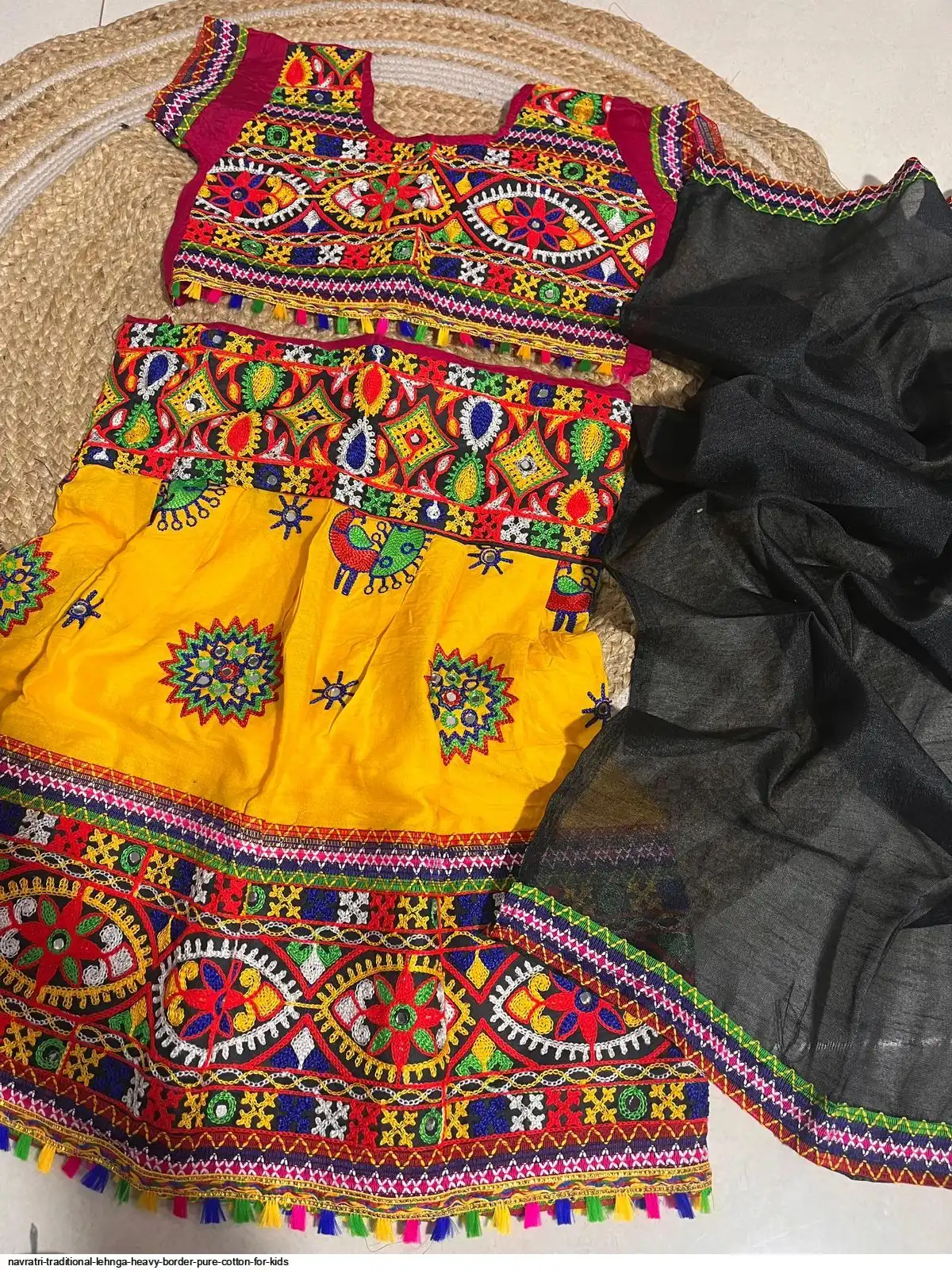 NAVRATRI TRADITIONAL LEHNGA HEAVY BORDER PURE COTTON FOR KIDS 2
