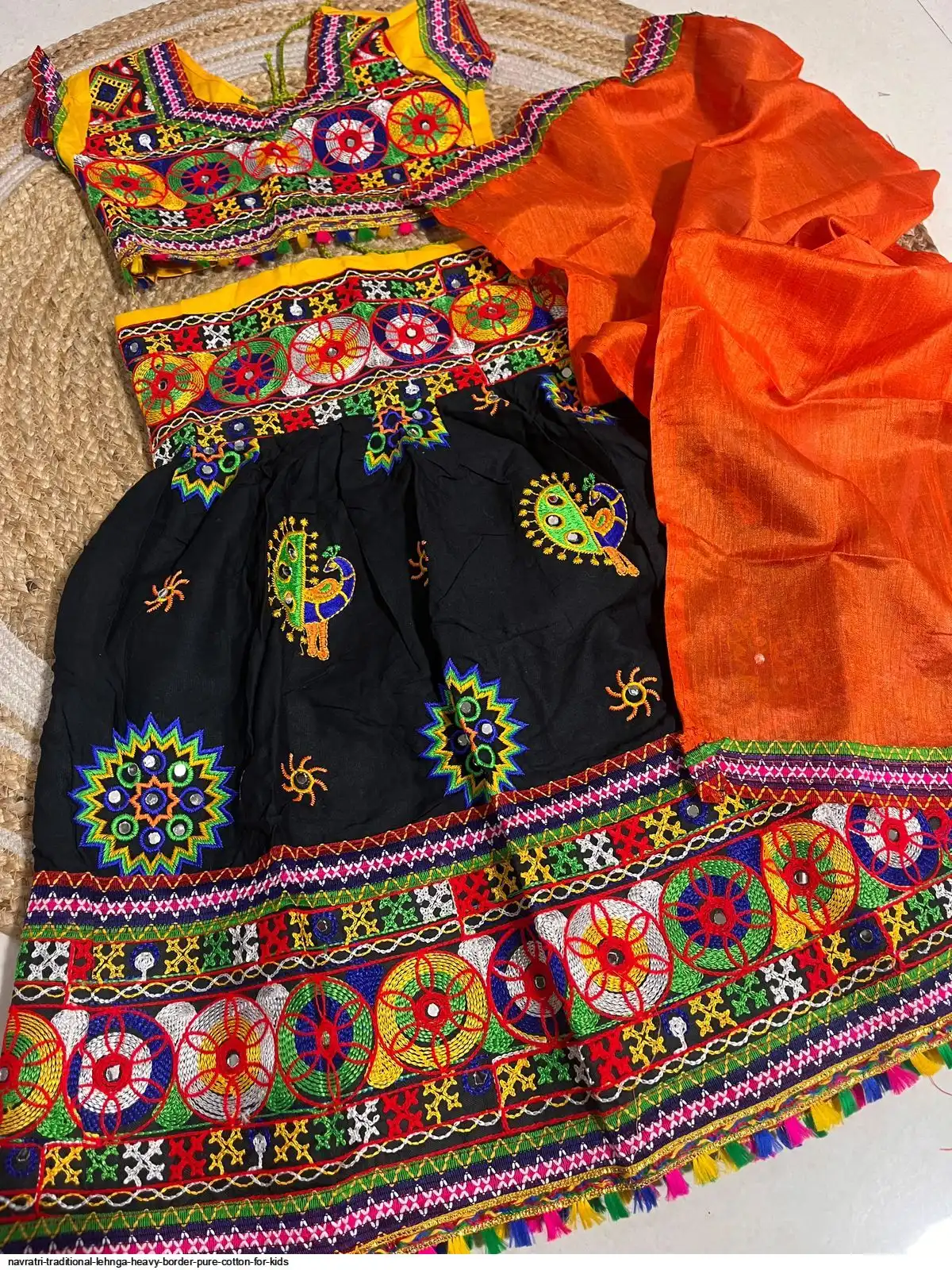 NAVRATRI TRADITIONAL LEHNGA HEAVY BORDER PURE COTTON FOR KIDS 3