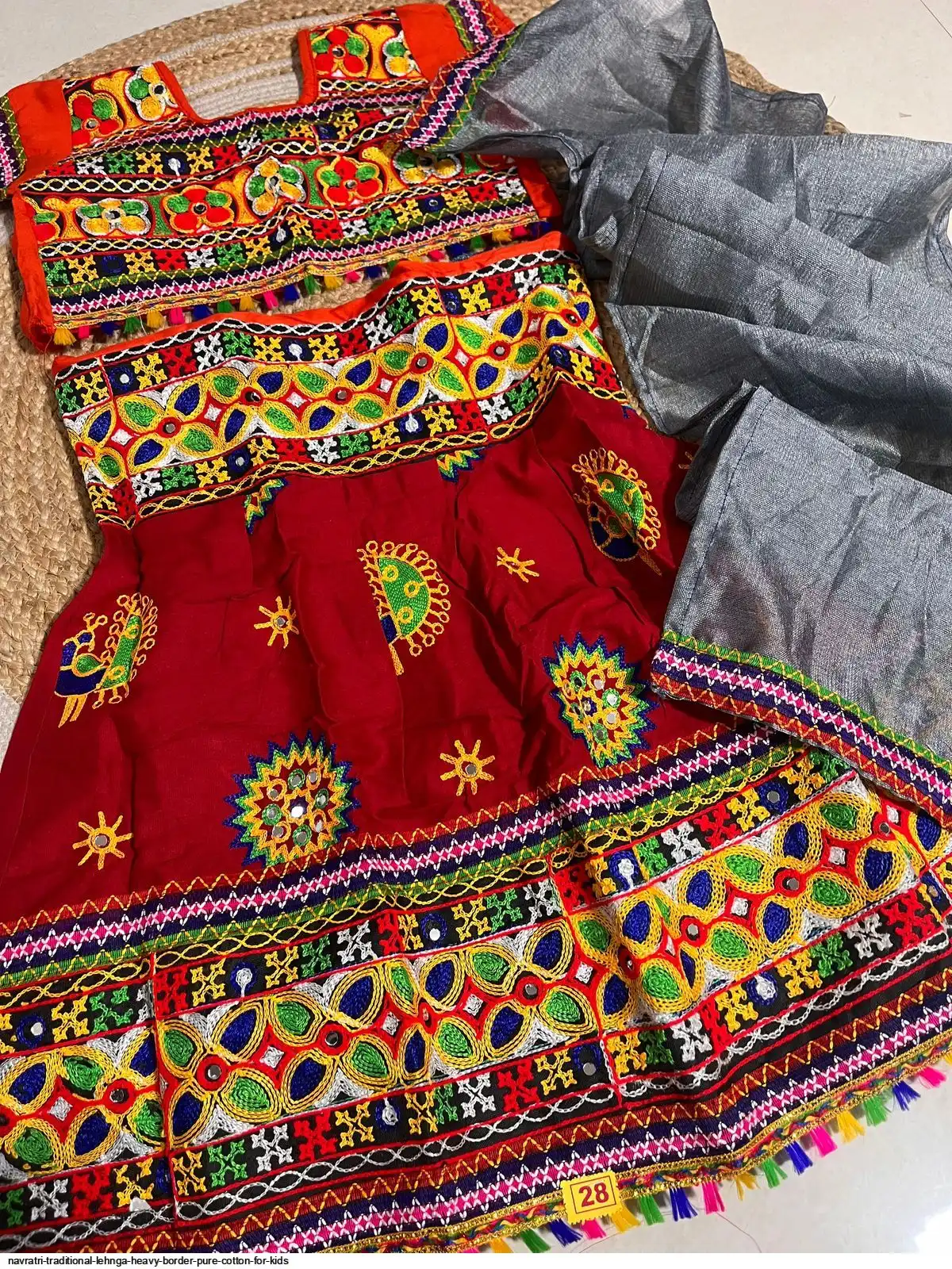 NAVRATRI TRADITIONAL LEHNGA HEAVY BORDER PURE COTTON FOR KIDS 6