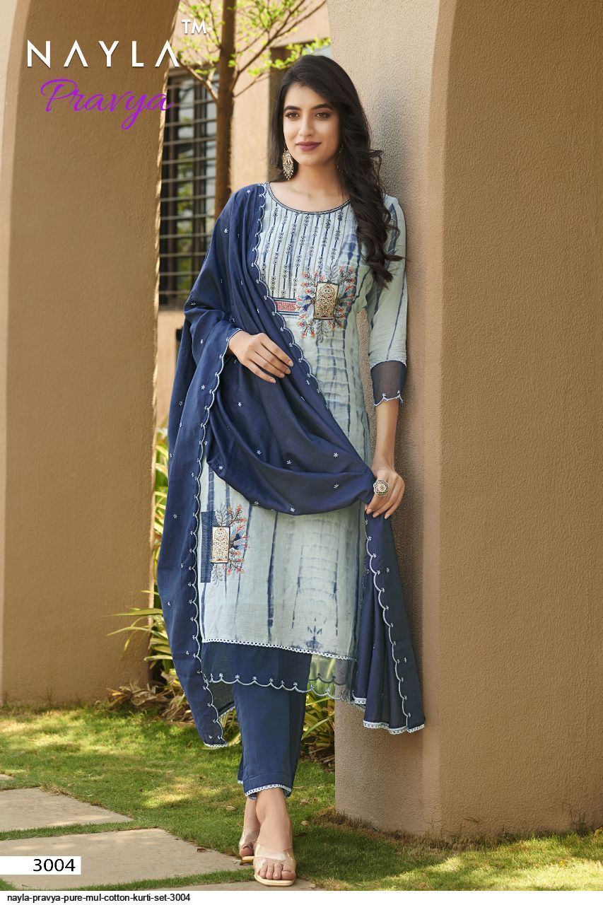 D 1857 BY PSYNA MUSLIN FULL STICHED KURTIS WHOLESALE 4 PCS