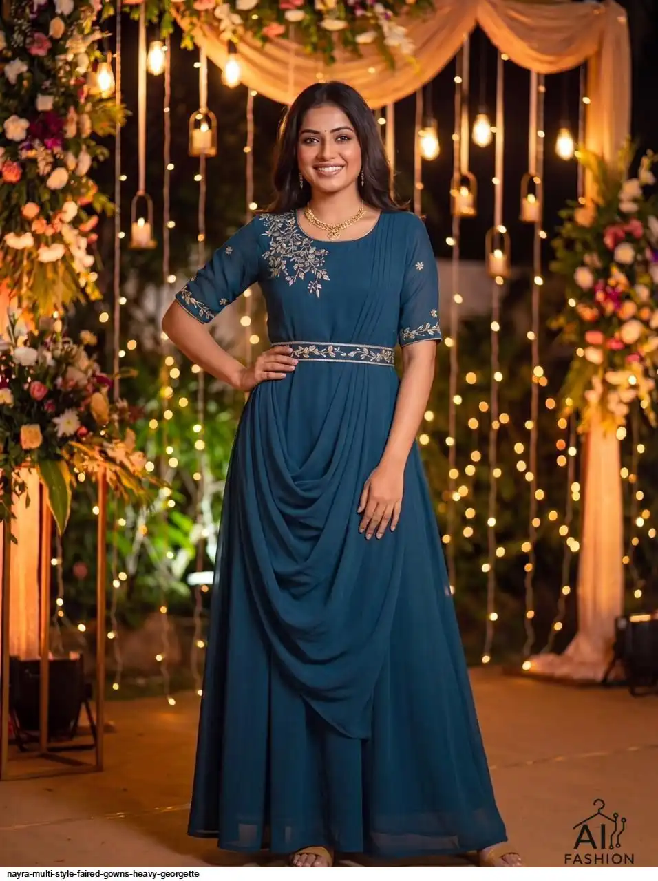 NAYRA MULTI STYLE FAIRED GOWNS HEAVY GEORGETTE A