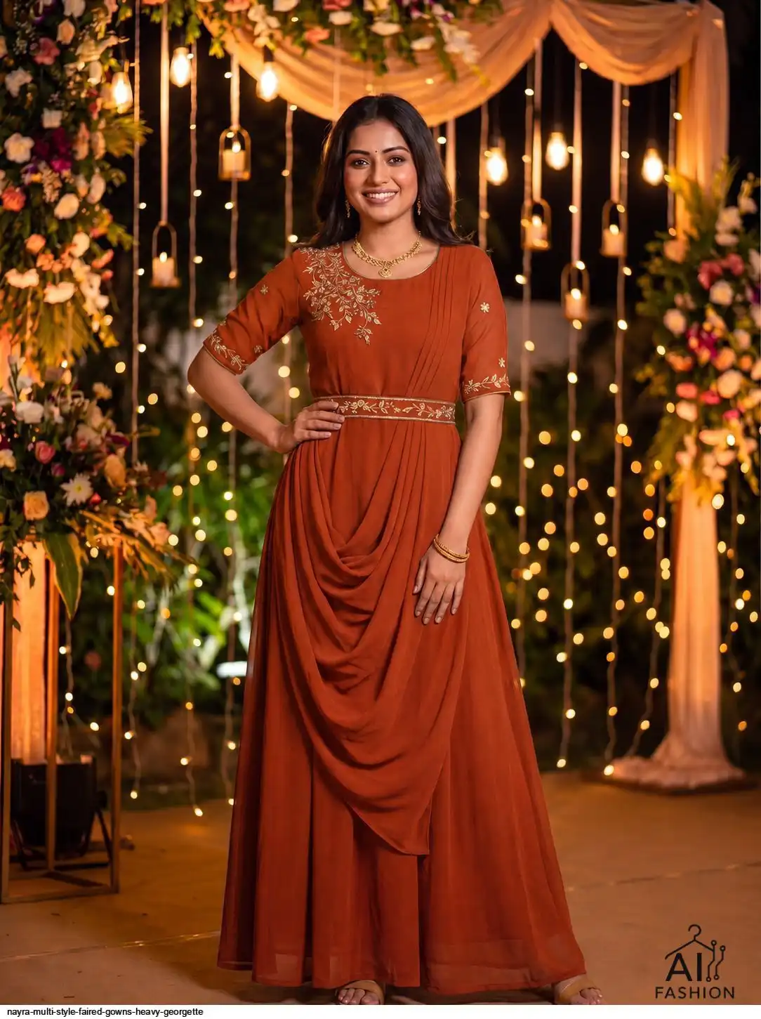 NAYRA MULTI STYLE FAIRED GOWNS HEAVY GEORGETTE E