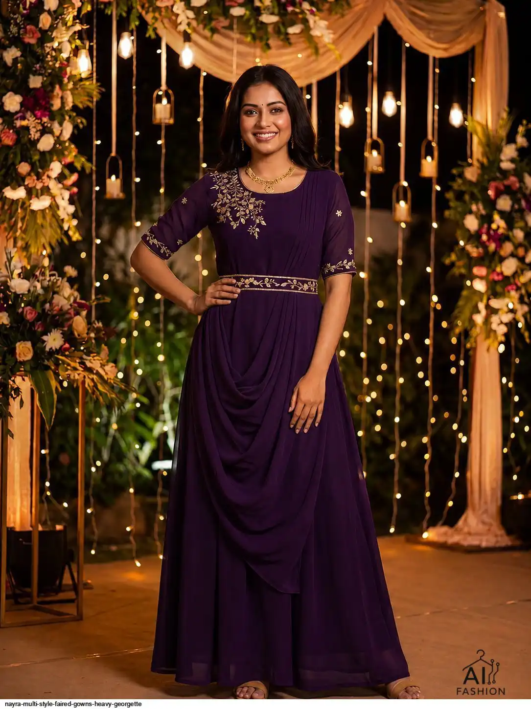 NAYRA MULTI STYLE FAIRED GOWNS HEAVY GEORGETTE D