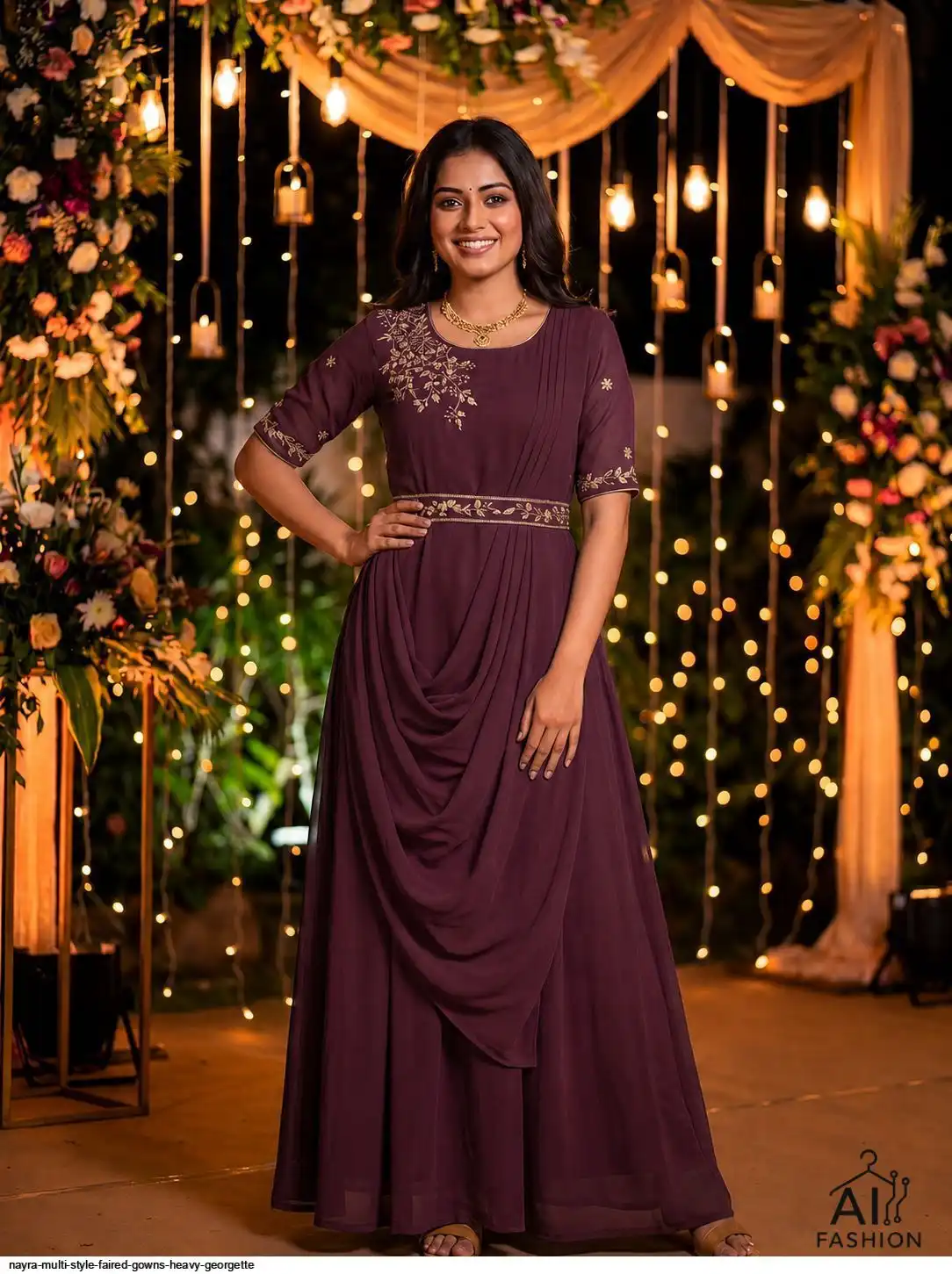 NAYRA MULTI STYLE FAIRED GOWNS HEAVY GEORGETTE F