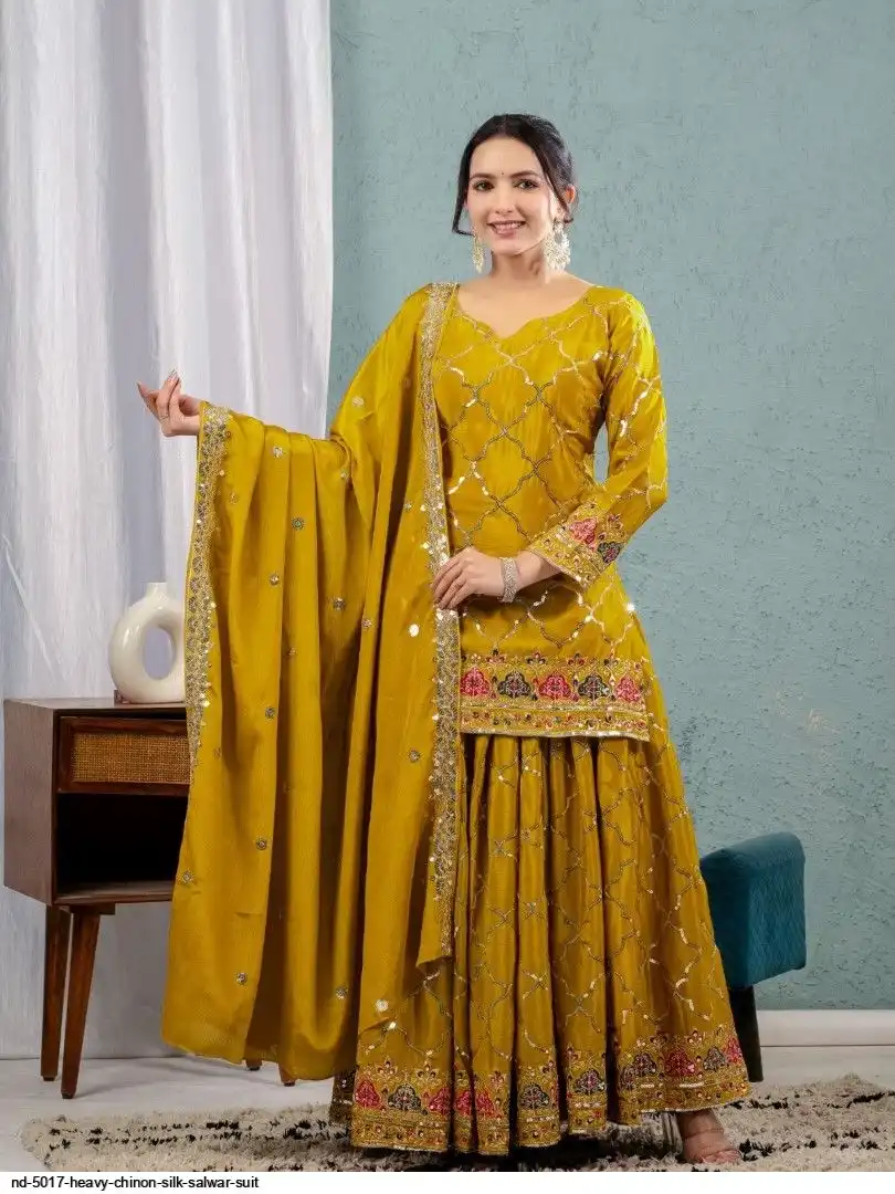 ND 5017 HEAVY CHINON SILK SALWAR SUIT B