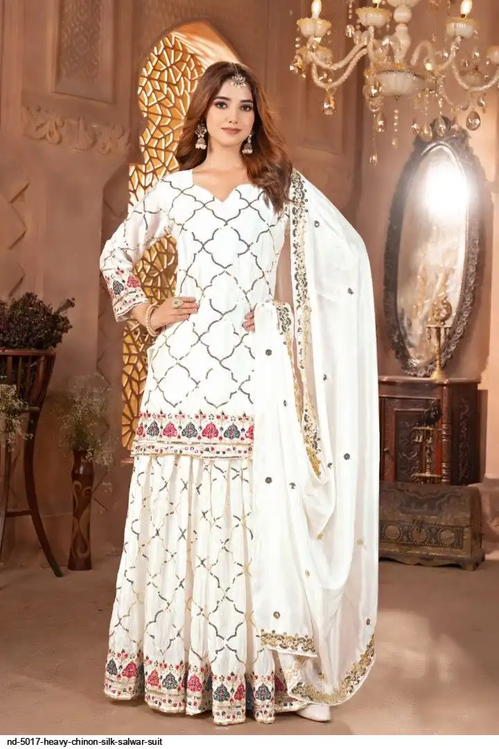 ND 5017 HEAVY CHINON SILK SALWAR SUIT D