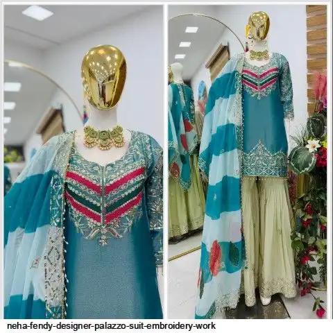 NEHA FENDY DESIGNER PALAZZO SUIT EMBROIDERY WORK B