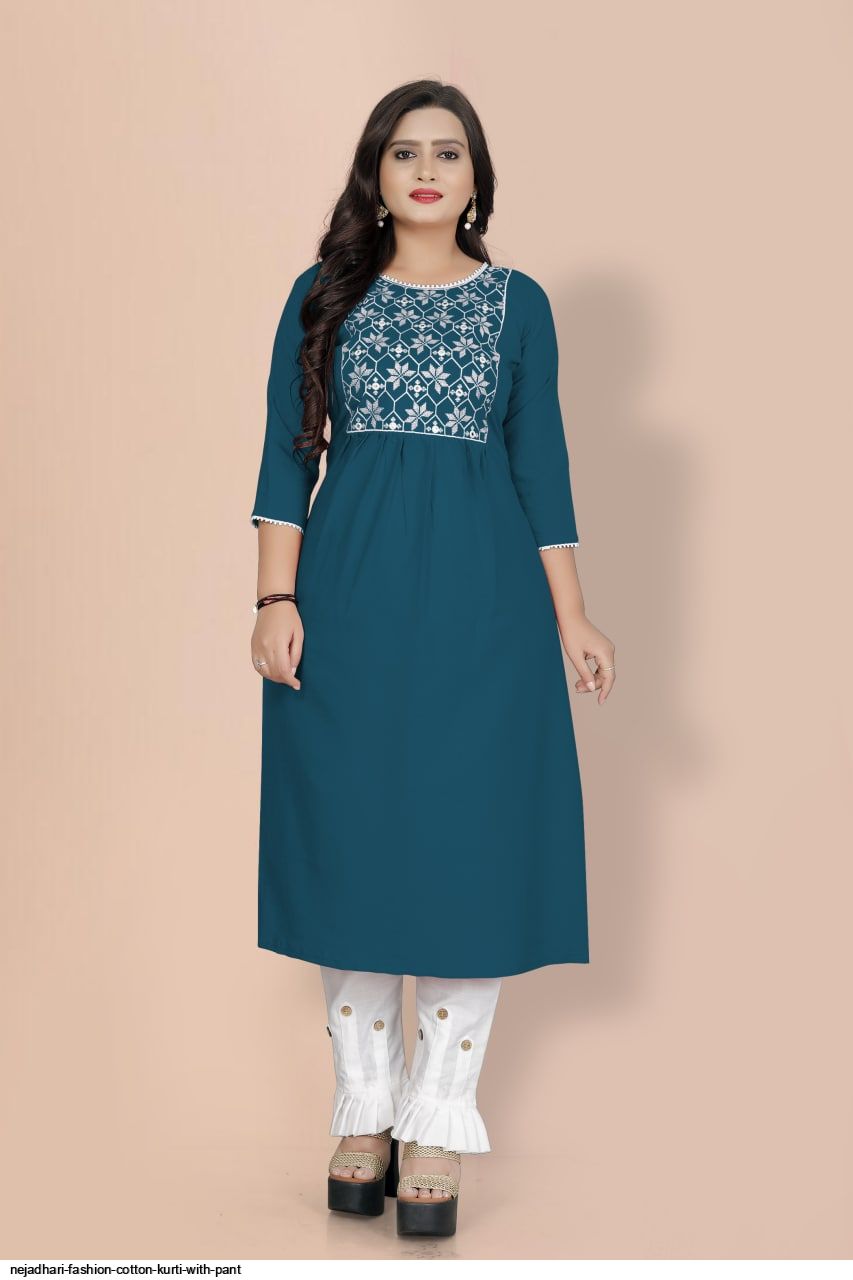 NEJADHARI FASHION COTTON KURTI WITH PANT