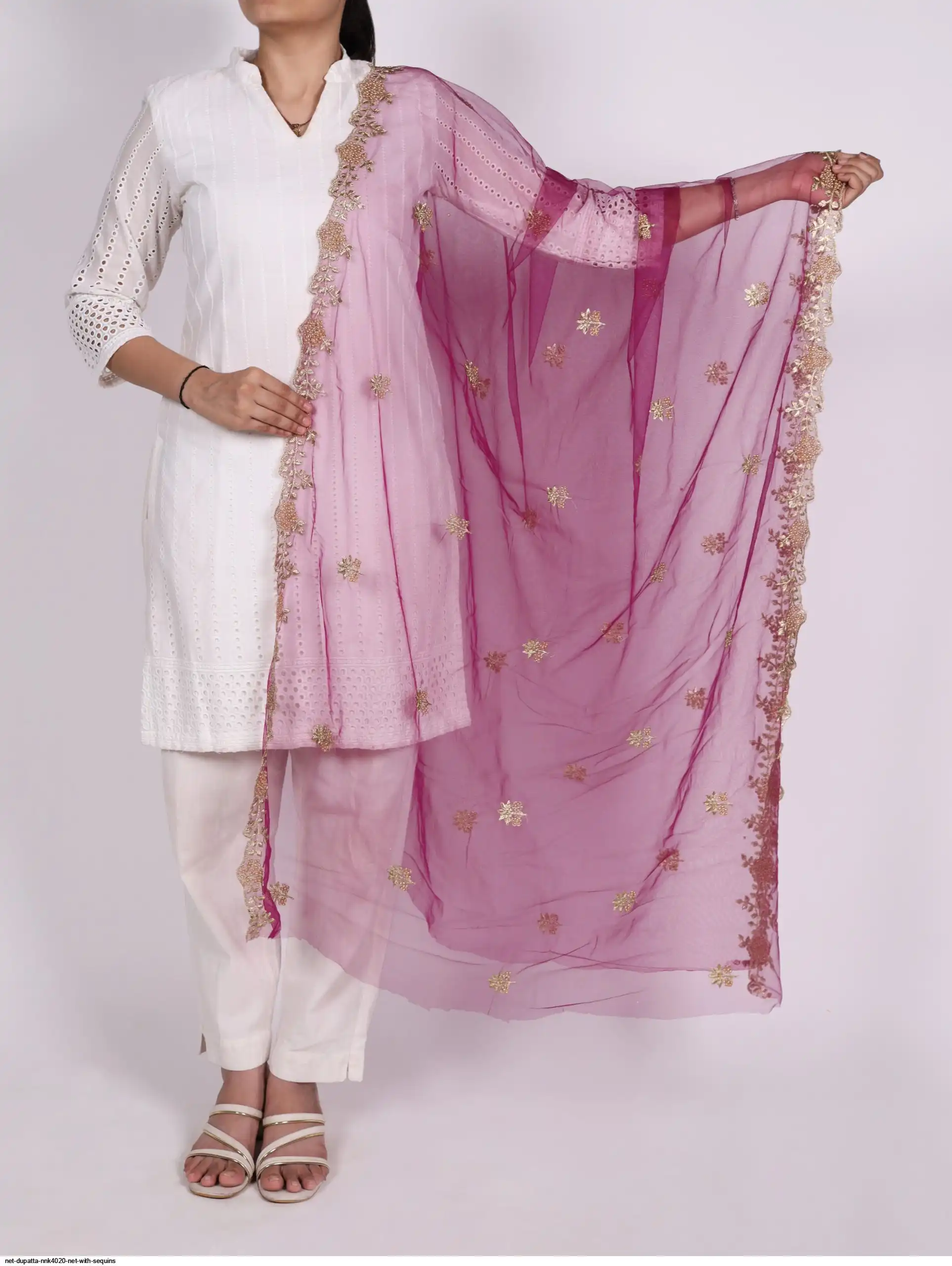 NET DUPATTA NNK4020 NET WITH SEQUINS 3