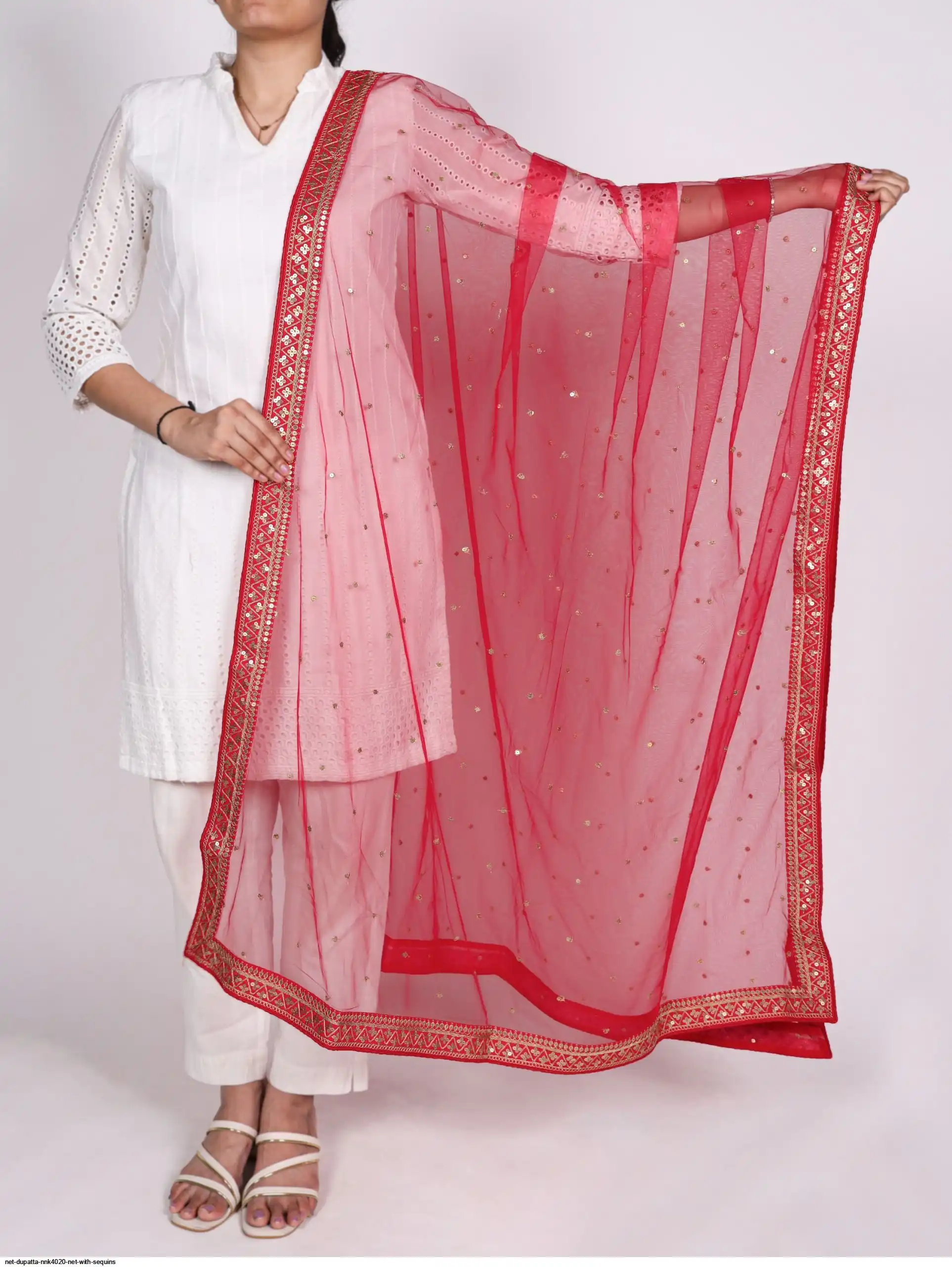 NET DUPATTA NNK4020 NET WITH SEQUINS 5