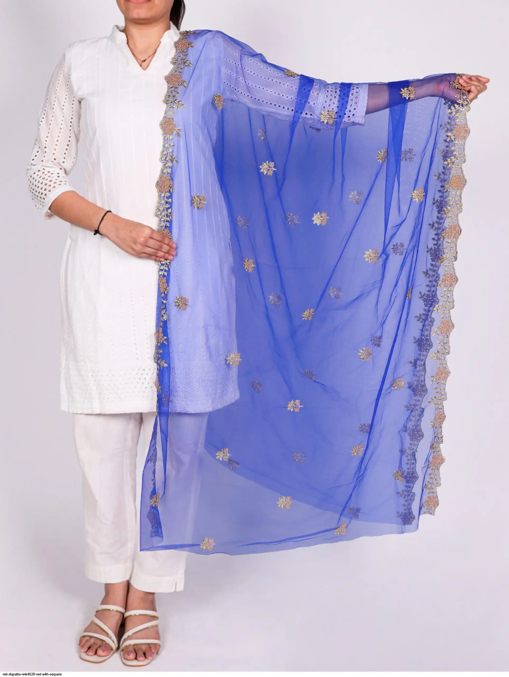 NET DUPATTA NNK4020 NET WITH SEQUINS 4