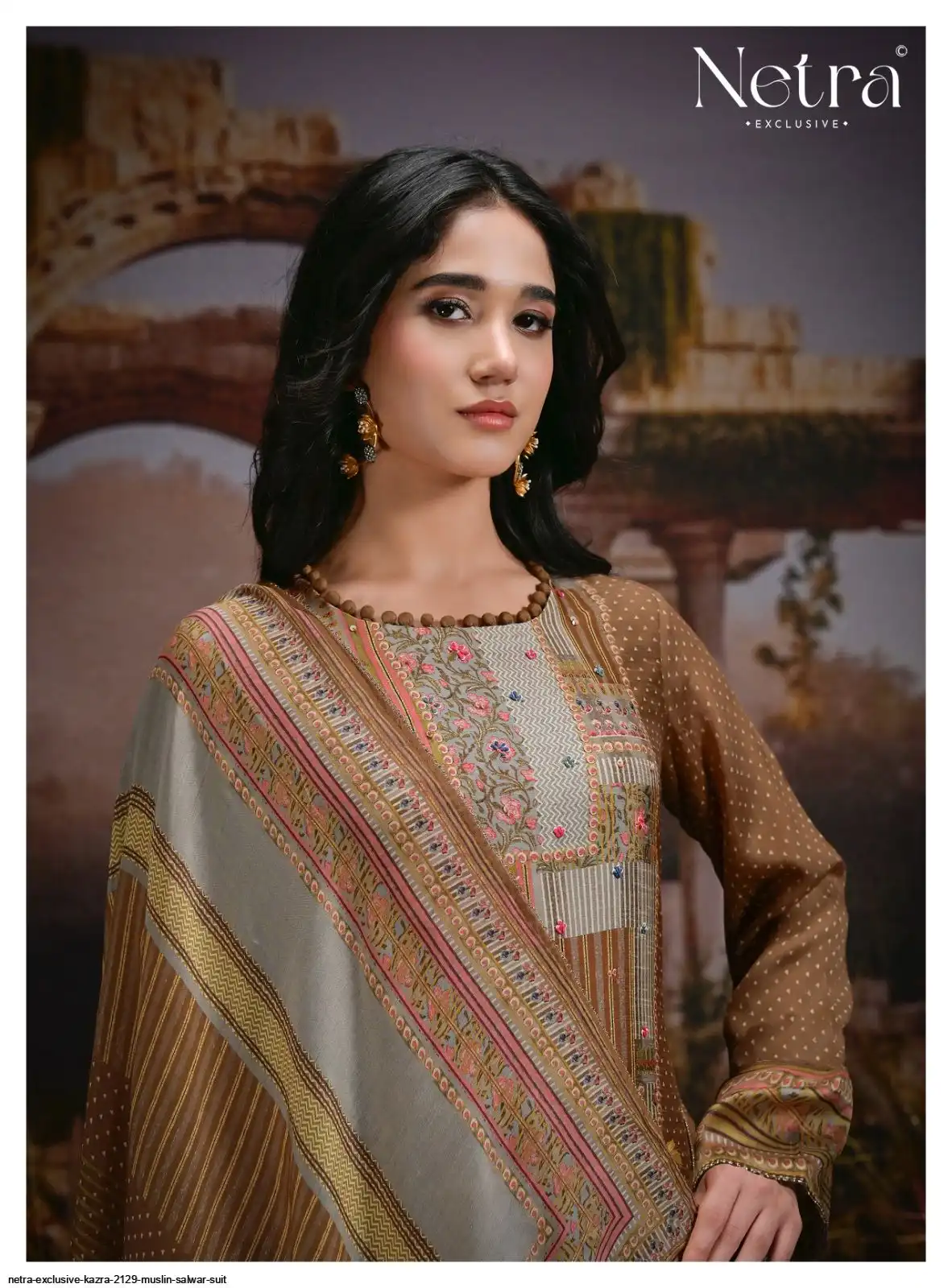 NETRA EXCLUSIVE KAZRA TOP PURE BEMBERG MUSLIN DIGITAL PRINT HAND