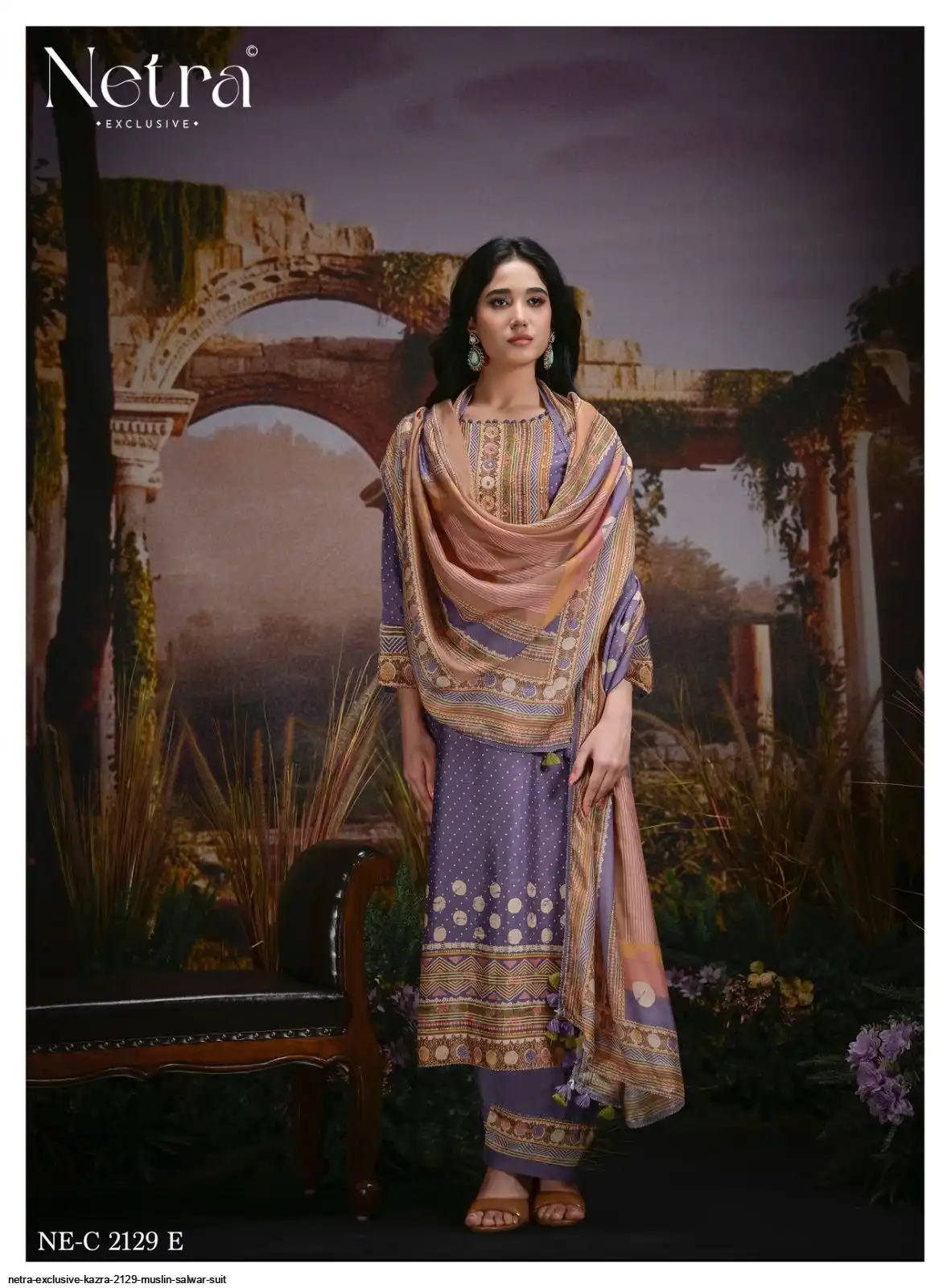 NETRA EXCLUSIVE KAZRA TOP PURE BEMBERG MUSLIN DIGITAL PRINT HAND