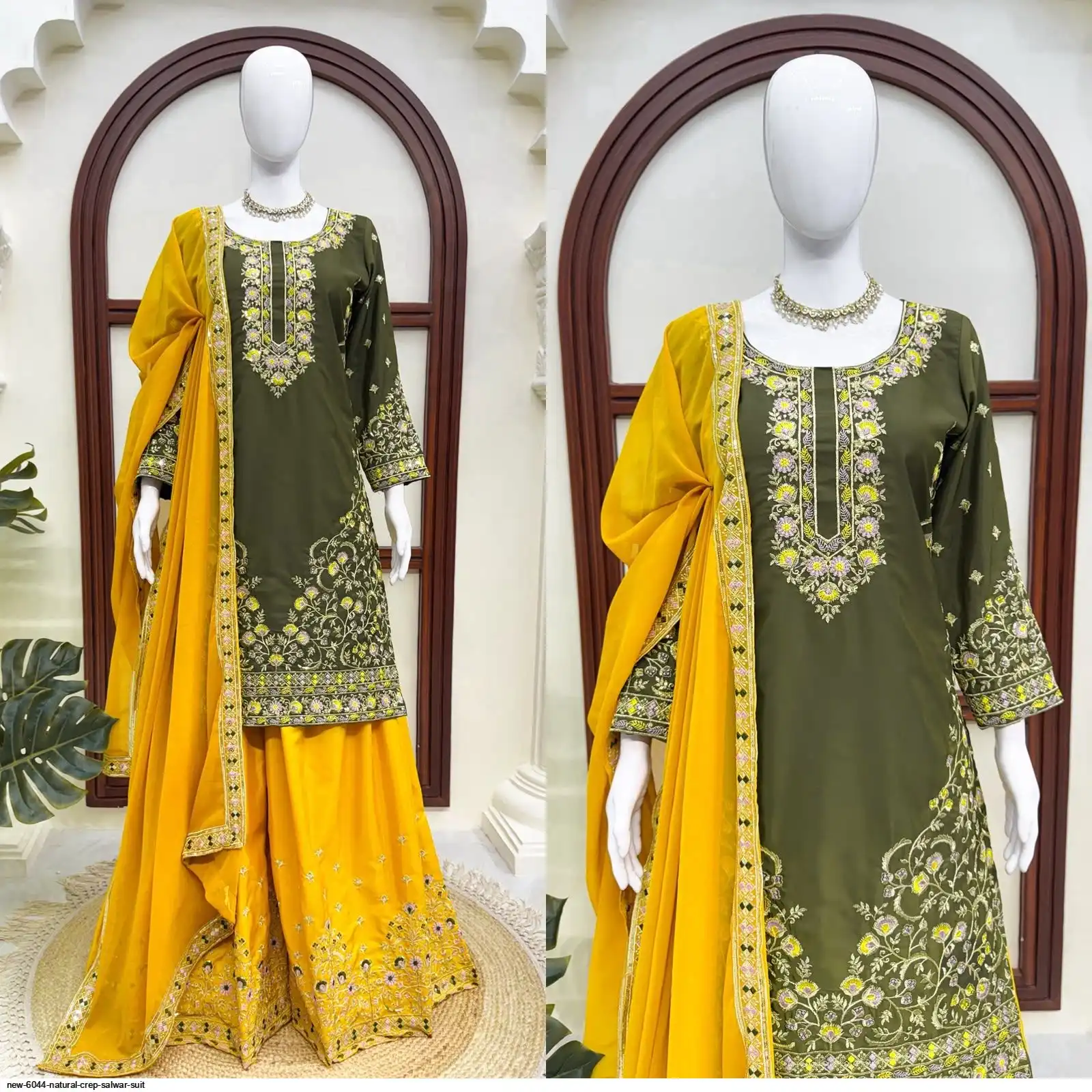 NEW 6044 NATURAL CREP SALWAR SUIT 1