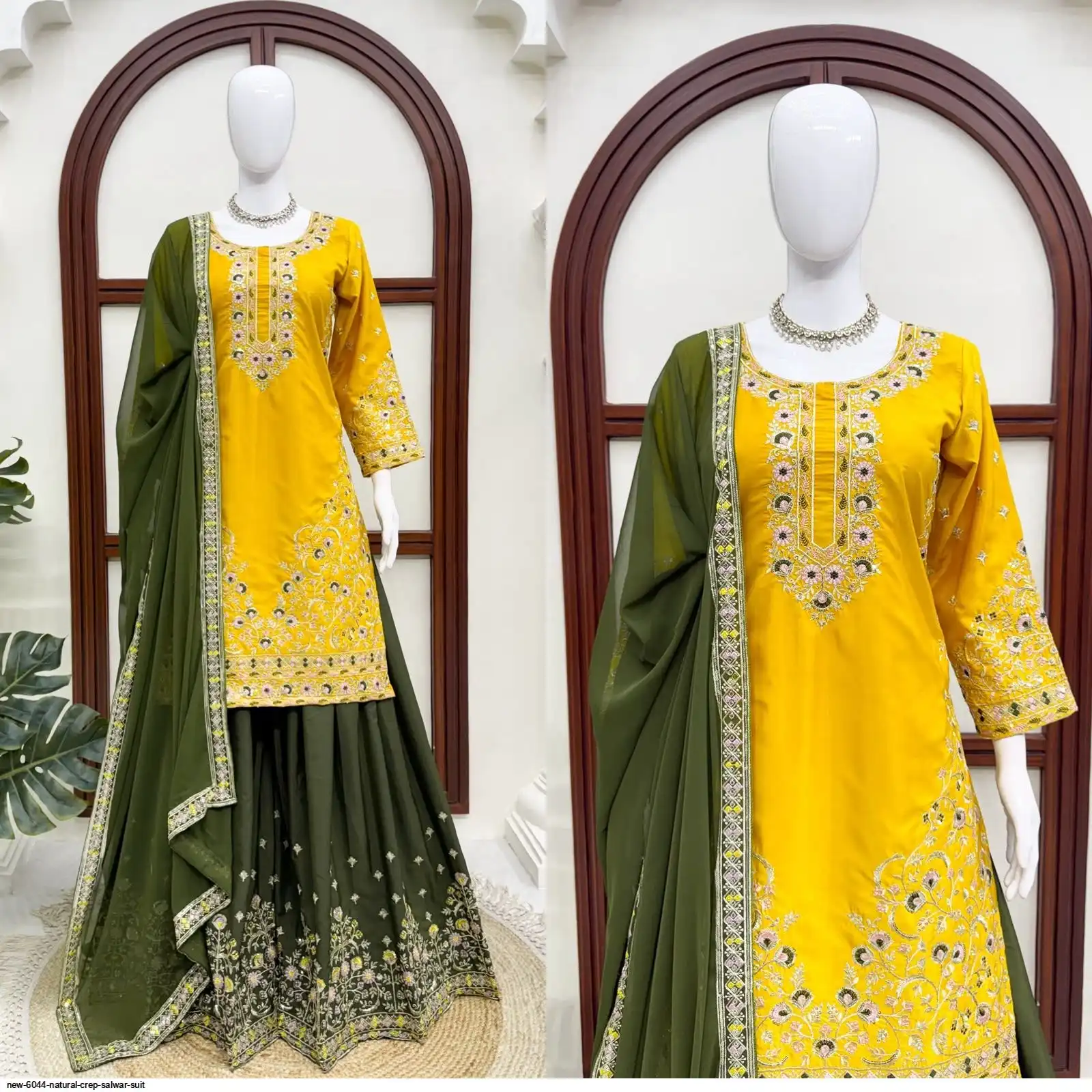 NEW 6044 NATURAL CREP SALWAR SUIT 2