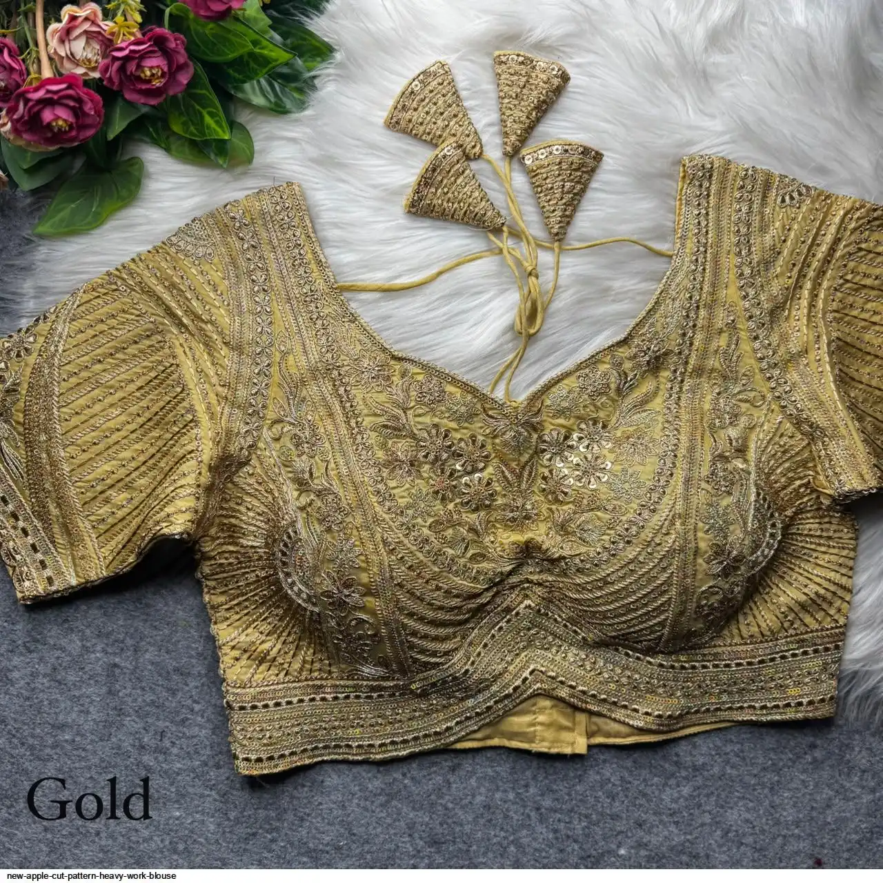 NEW APPLE CUT PATTERN HEAVY WORK BLOUSE E