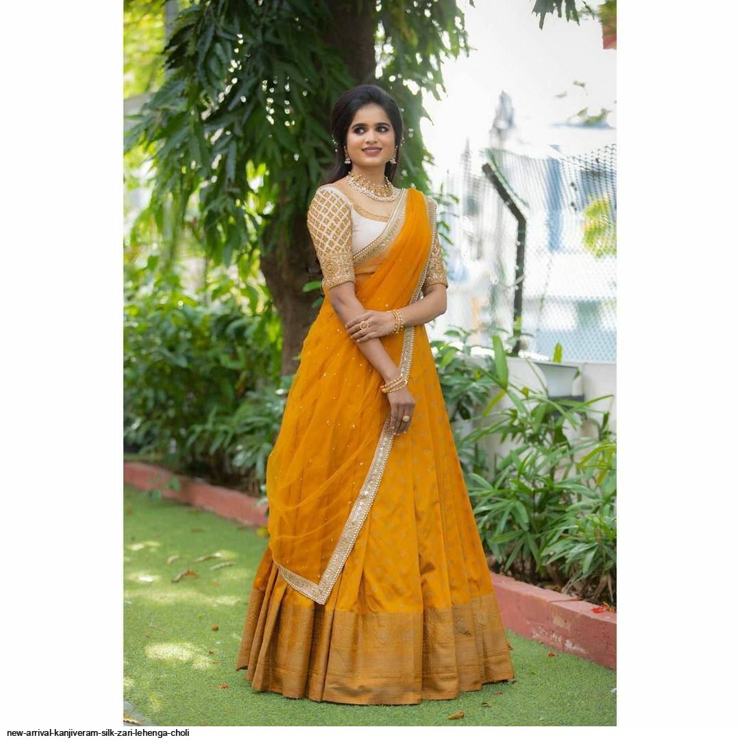 Kanchipuram Art Silk Lehenga Choli With Dupatta, Latest Arrival Half  Saree,indian Traditional Half Sari, Festival Wear Lehenga, Silk Lehenga -  Etsy | Half saree, Half saree lehenga, Half saree designs