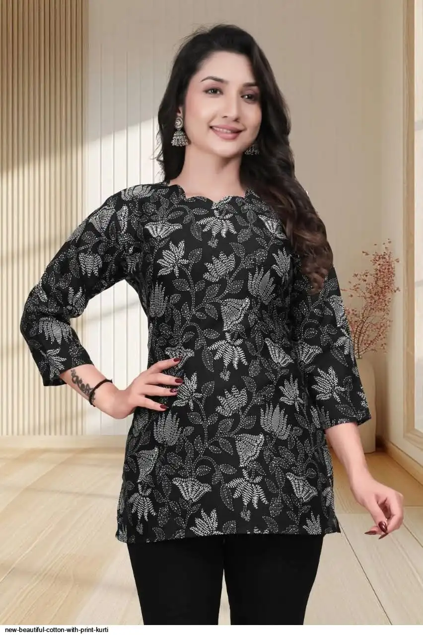 NEW BEAUTIFUL COTTON WITH PRINT KURTI 3