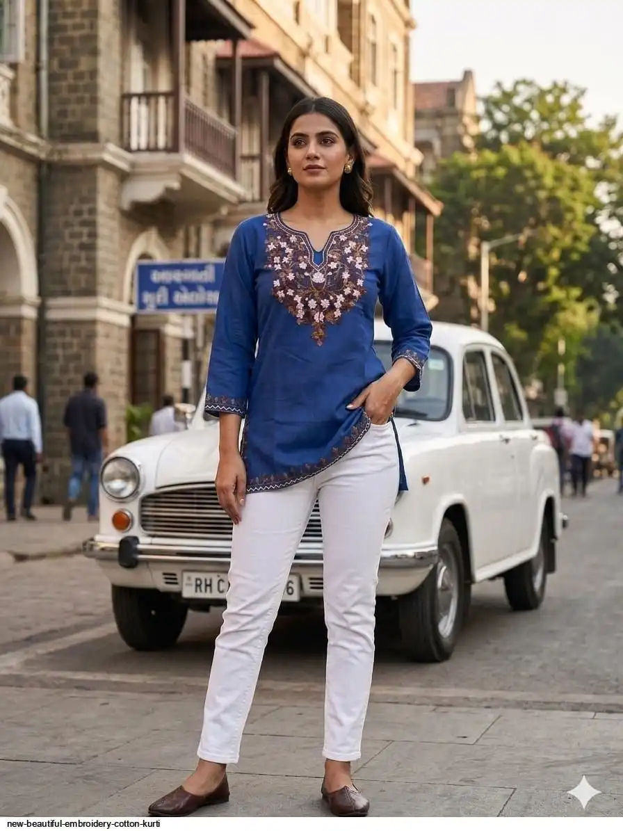 NEW BEAUTIFUL EMBROIDERY COTTON KURTI 2
