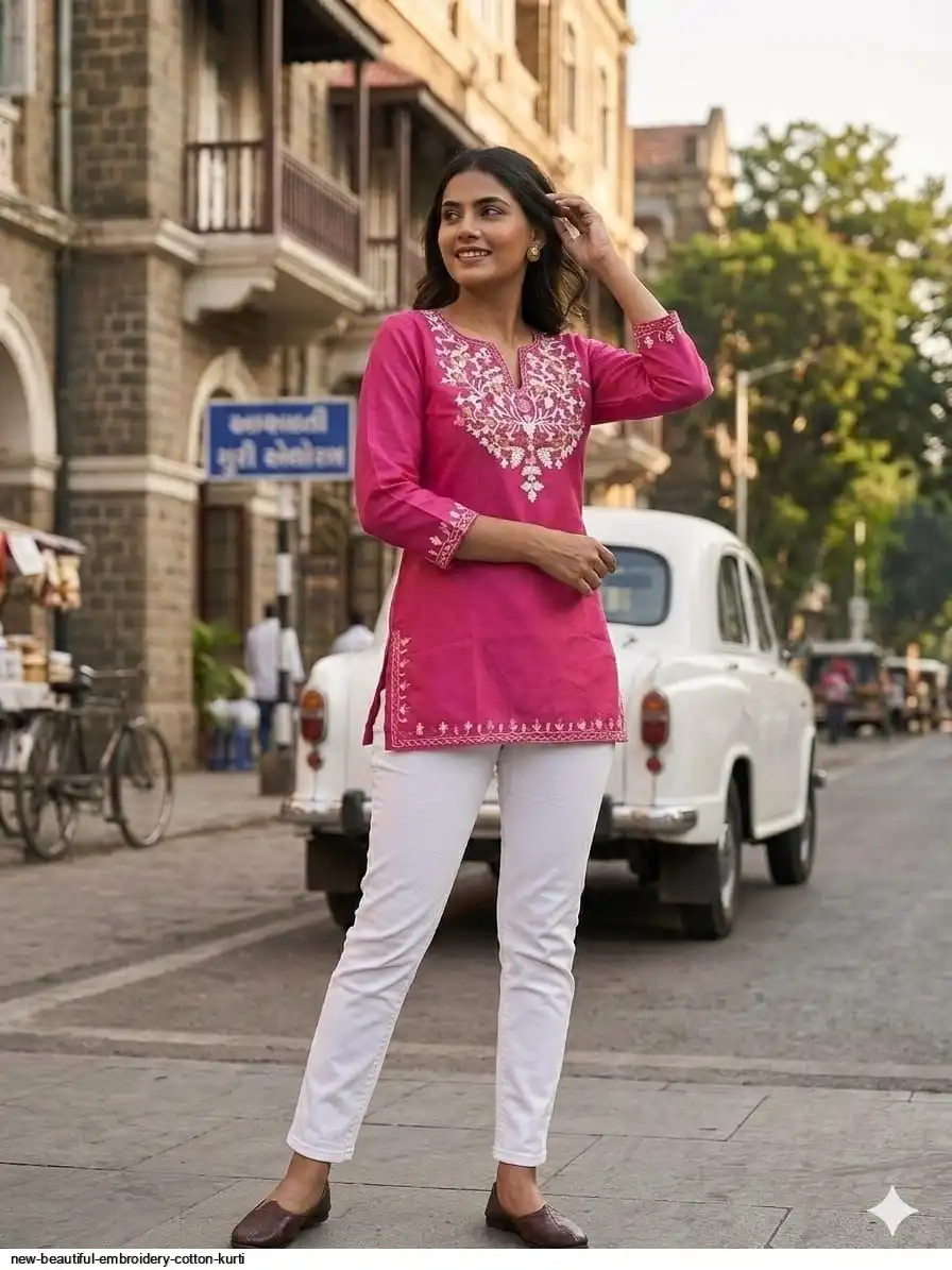 NEW BEAUTIFUL EMBROIDERY COTTON KURTI 3