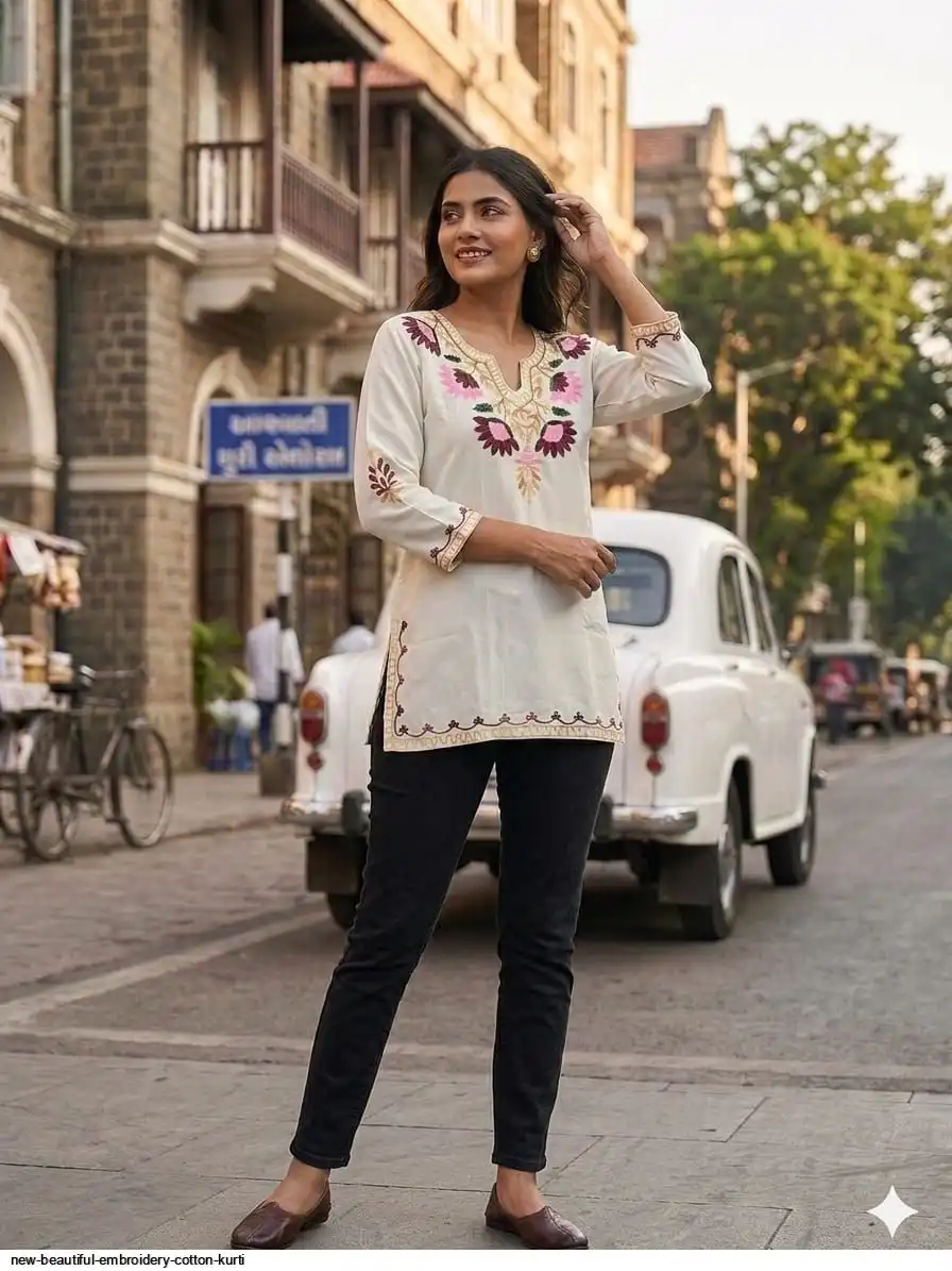 NEW BEAUTIFUL EMBROIDERY COTTON KURTI 4