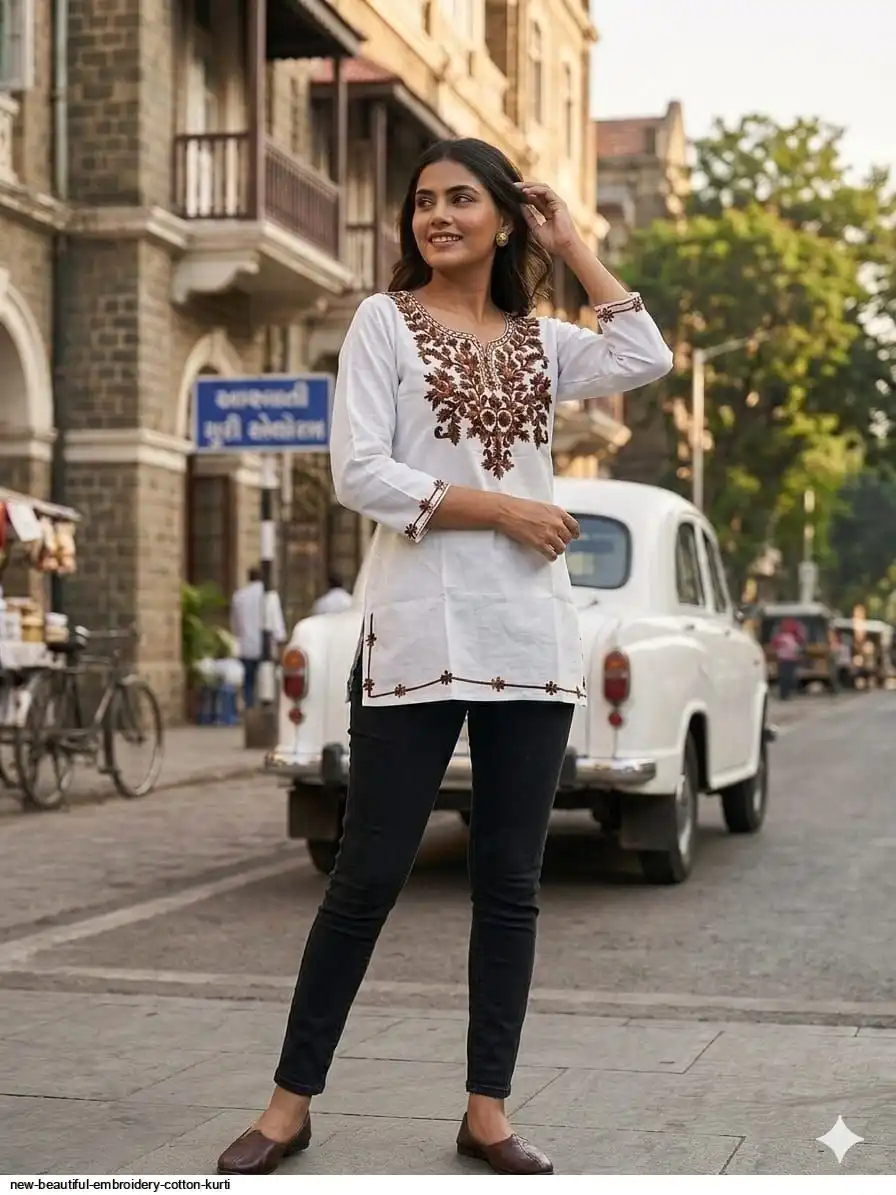 NEW BEAUTIFUL EMBROIDERY COTTON KURTI 5