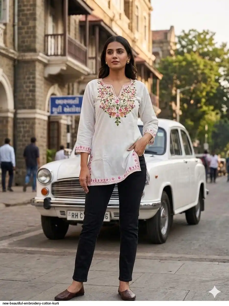 NEW BEAUTIFUL EMBROIDERY COTTON KURTI 6