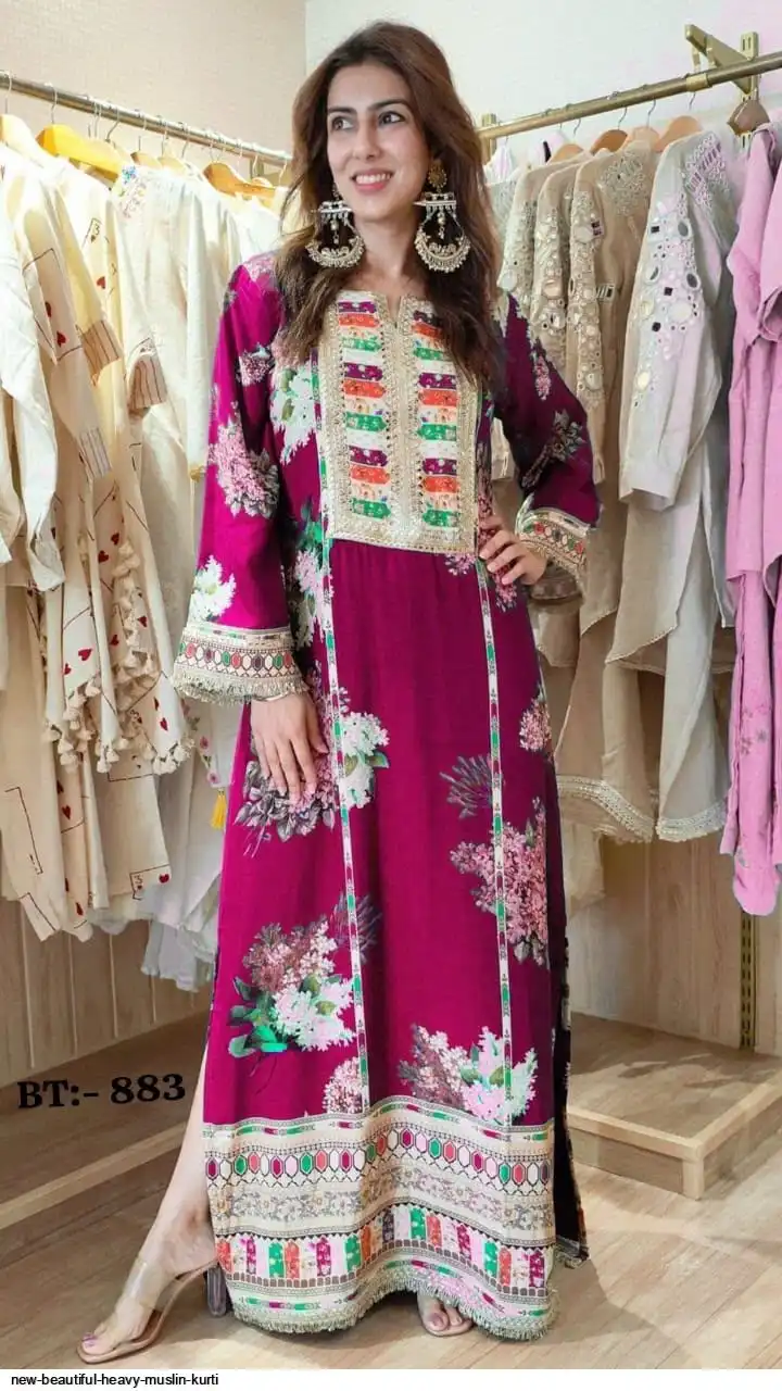 NEW BEAUTIFUL HEAVY MUSLIN KURTI 1
