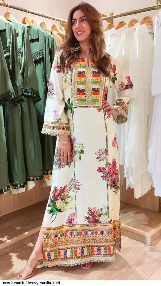NEW BEAUTIFUL HEAVY MUSLIN KURTI 3