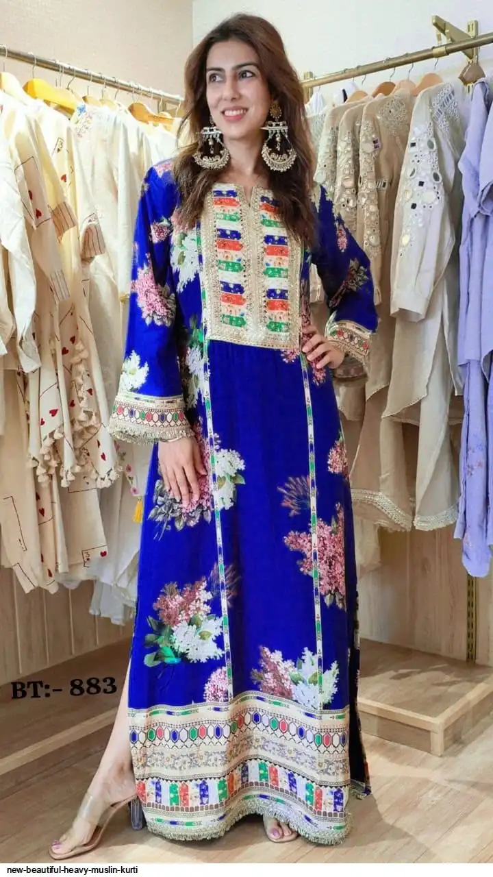 NEW BEAUTIFUL HEAVY MUSLIN KURTI 2