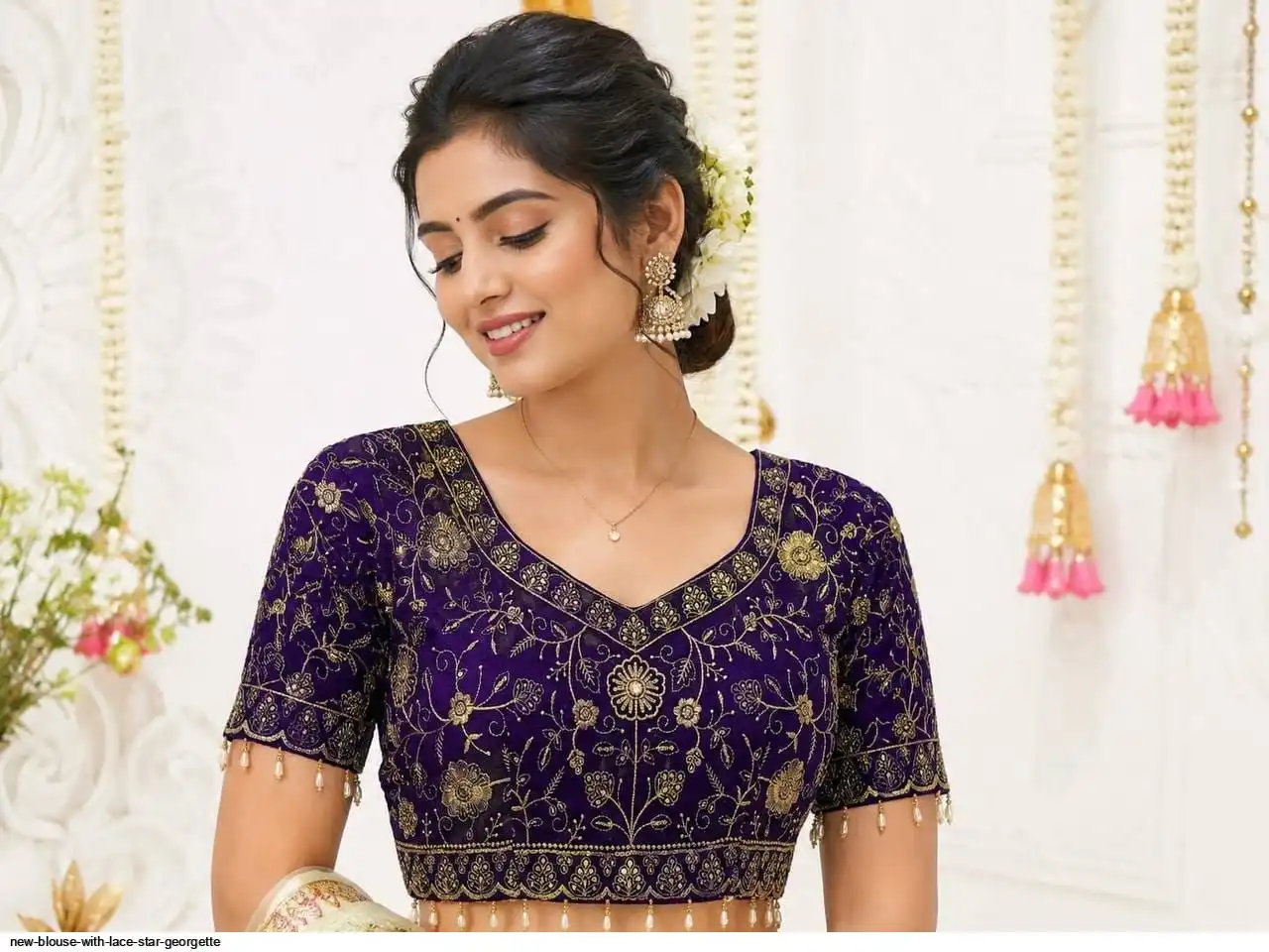 NEW BLOUSE WITH LACE STAR GEORGETTE 3