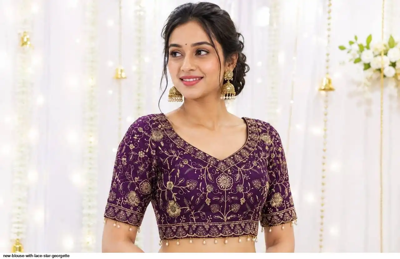 NEW BLOUSE WITH LACE STAR GEORGETTE 4