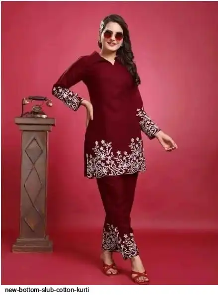 NEW BOTTOM SLUB COTTON KURTI 2