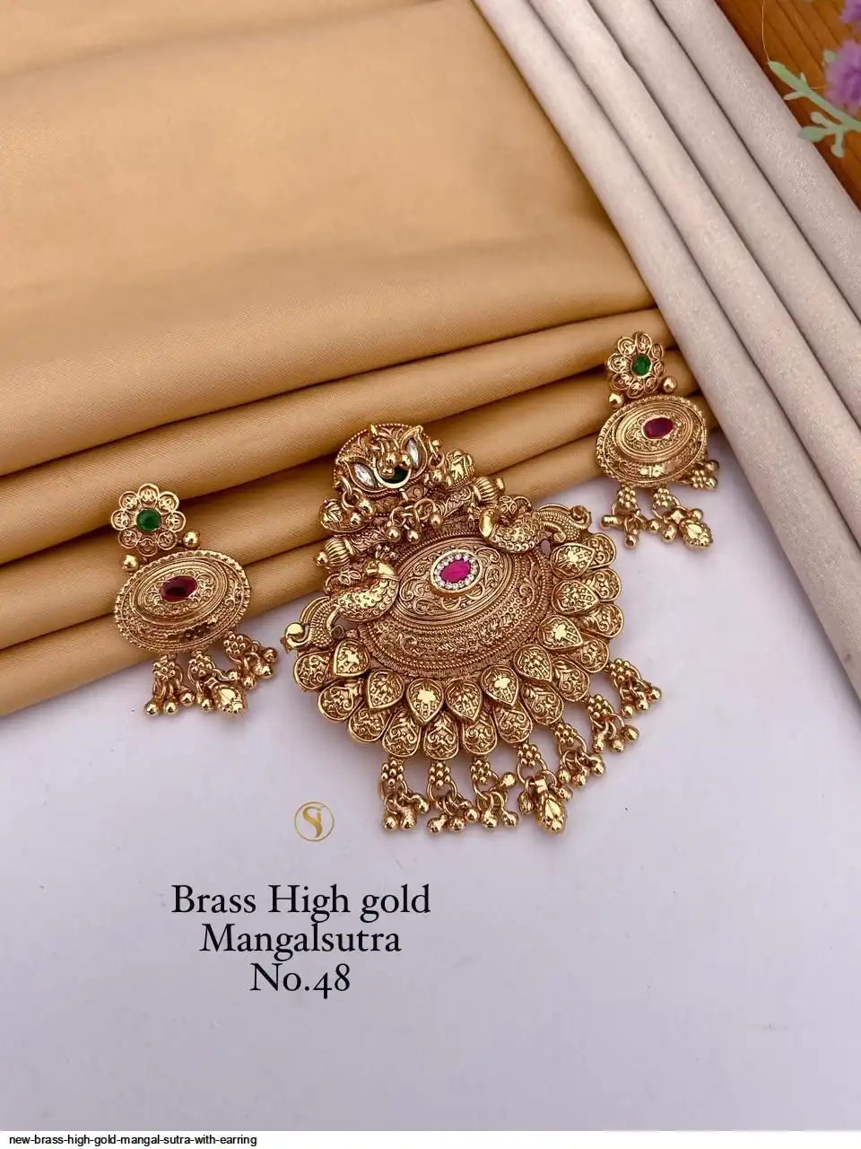 NEW BRASS HIGH GOLD MANGAL SUTRA WITH EARRING L