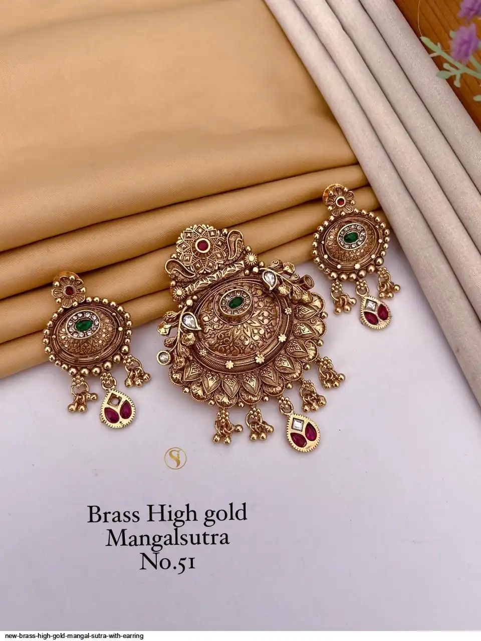 NEW BRASS HIGH GOLD MANGAL SUTRA WITH EARRING M