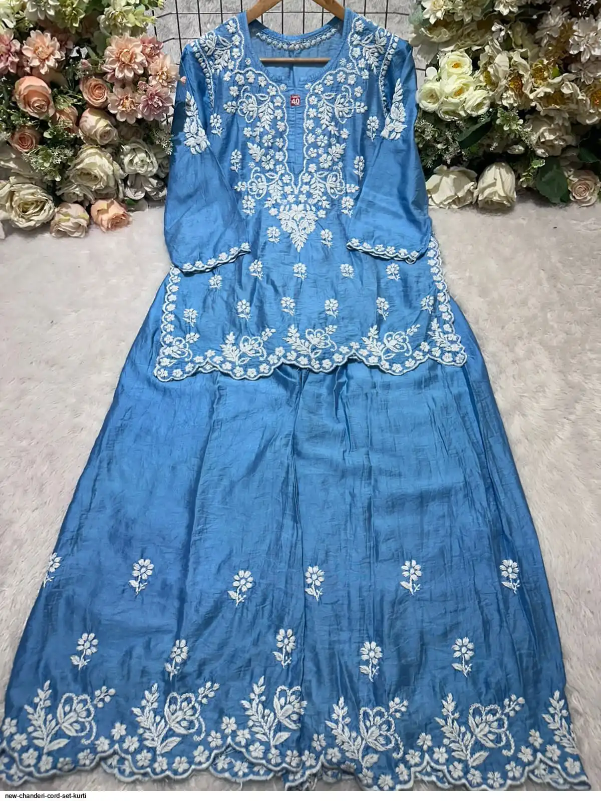 NEW CHANDERI CORD SET KURTI B