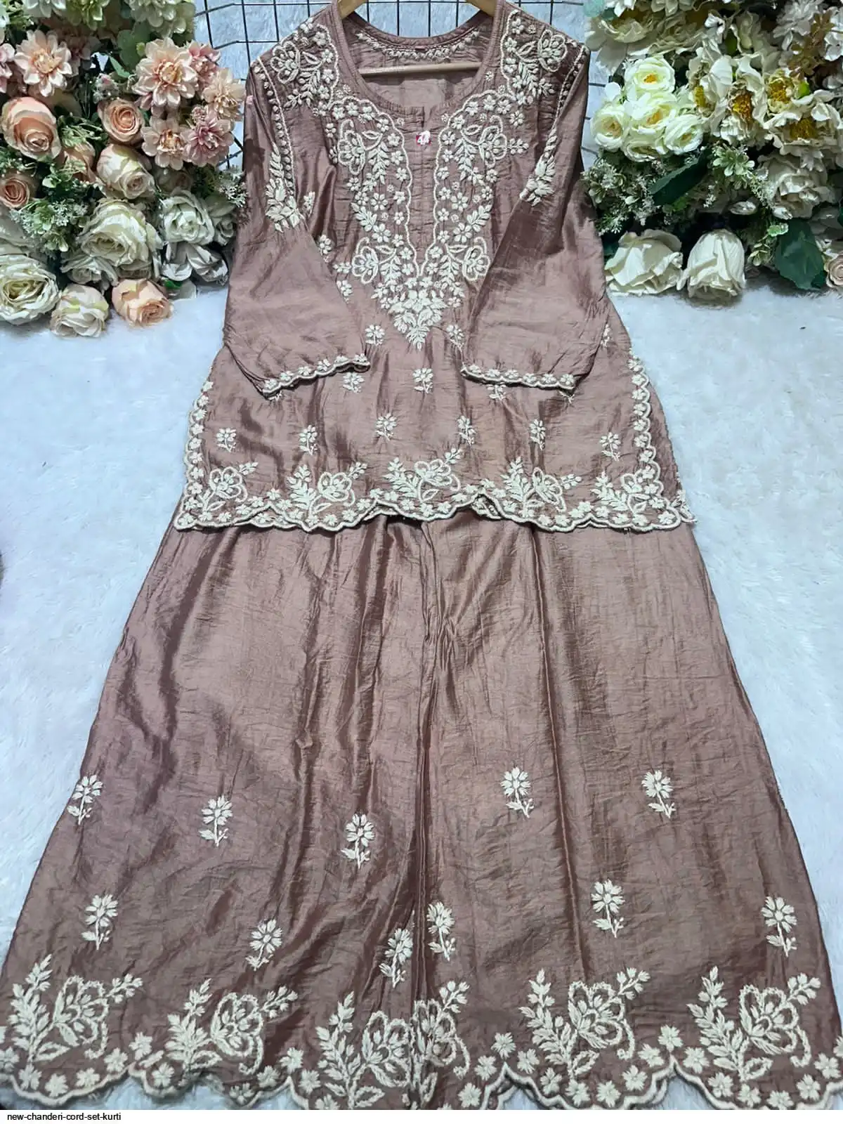NEW CHANDERI CORD SET KURTI C