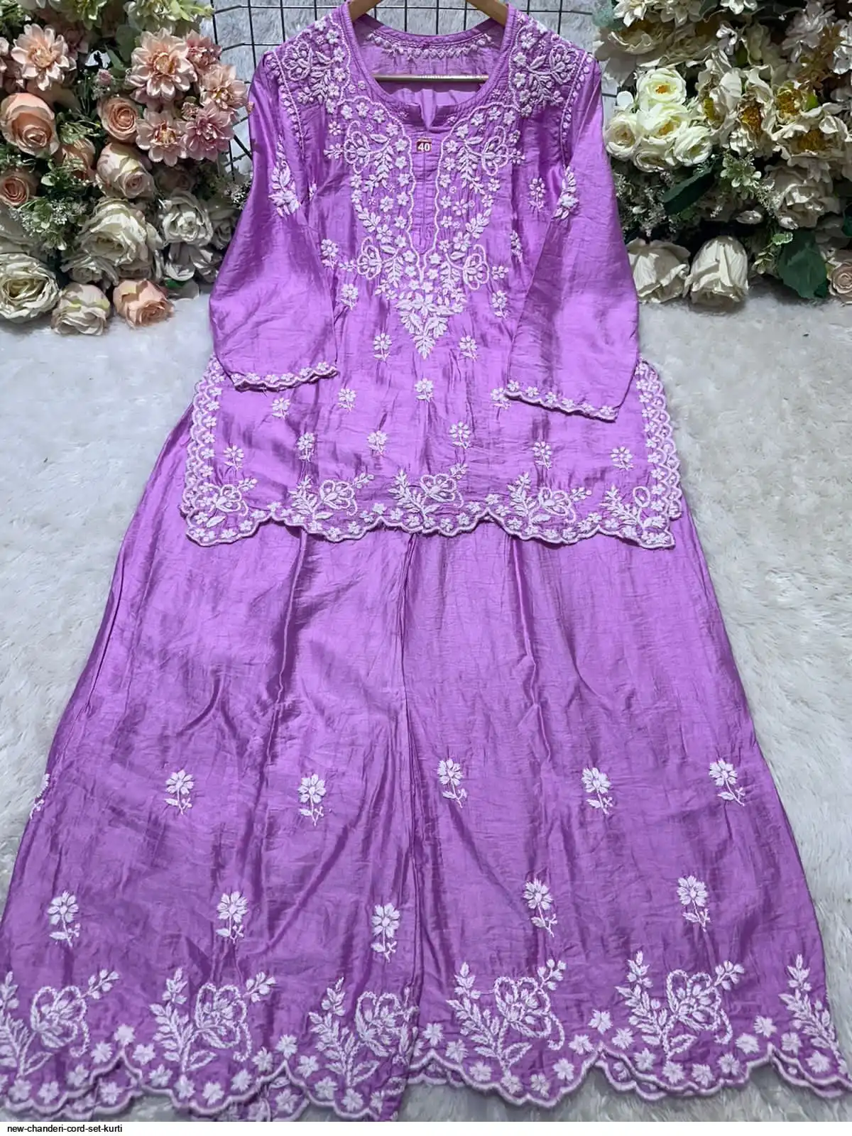 NEW CHANDERI CORD SET KURTI D