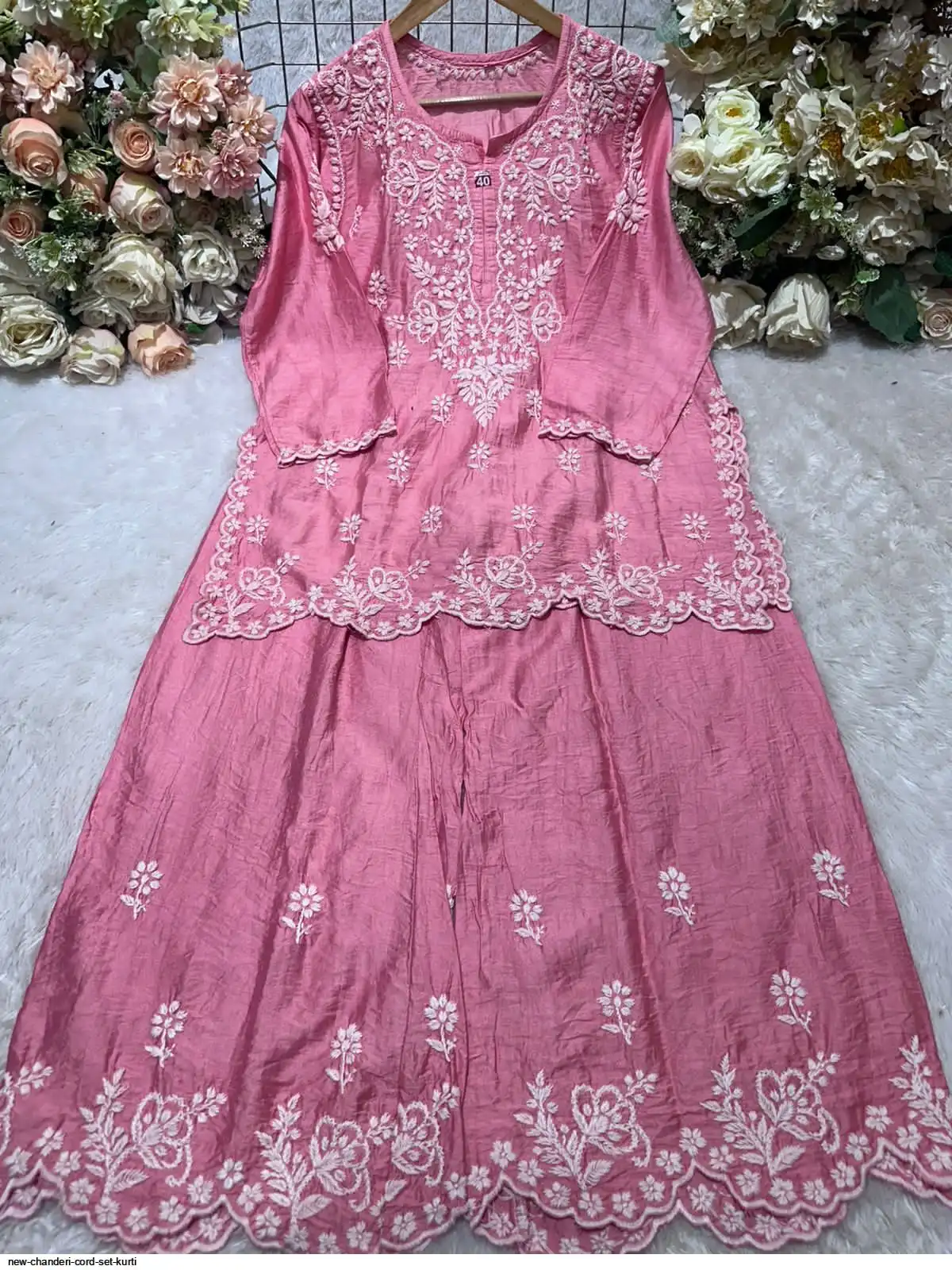 NEW CHANDERI CORD SET KURTI F