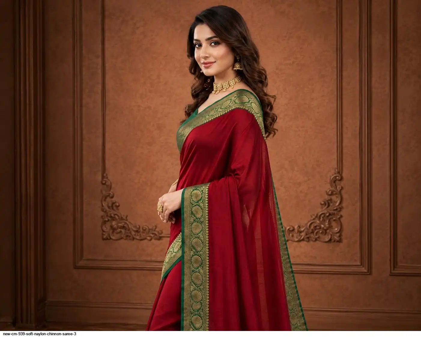 NEW CM 939 SOFT NAYLON CHINNON SAREE 3