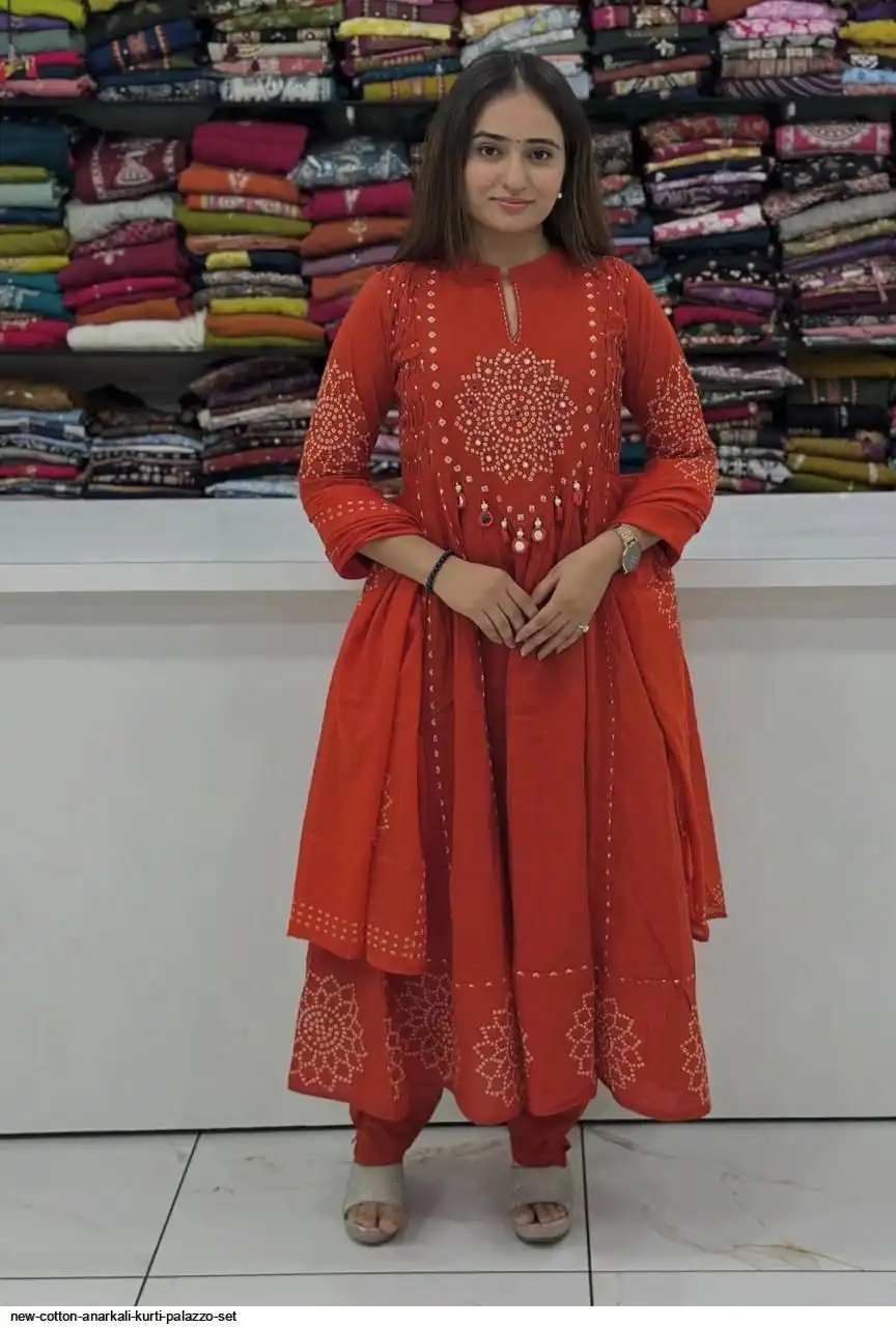 NEW COTTON ANARKALI KURTI PALAZZO SET B