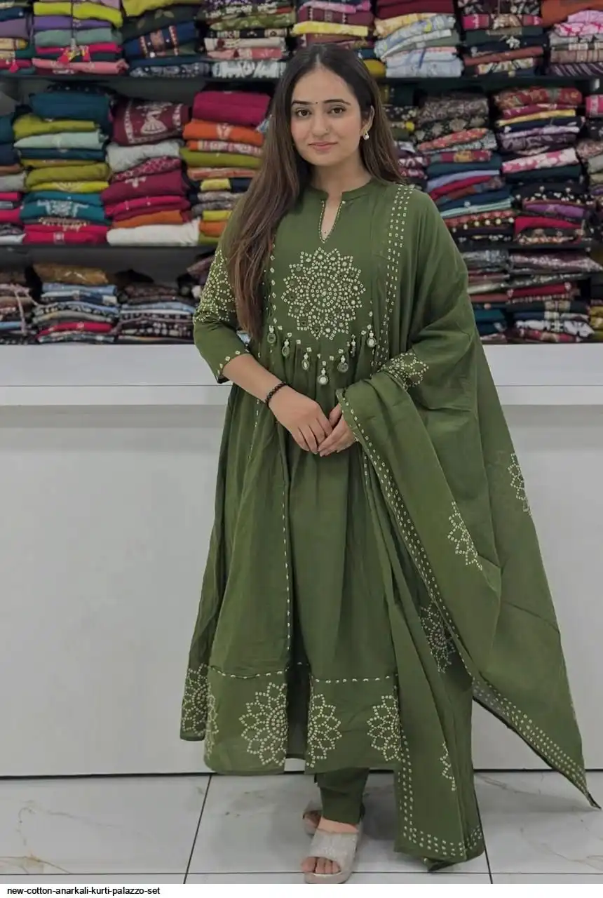 NEW COTTON ANARKALI KURTI PALAZZO SET D