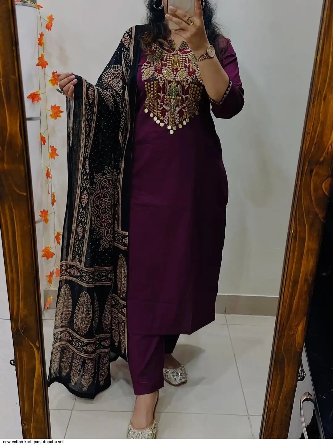 NEW COTTON KURTI PANT DUPATTA SET A