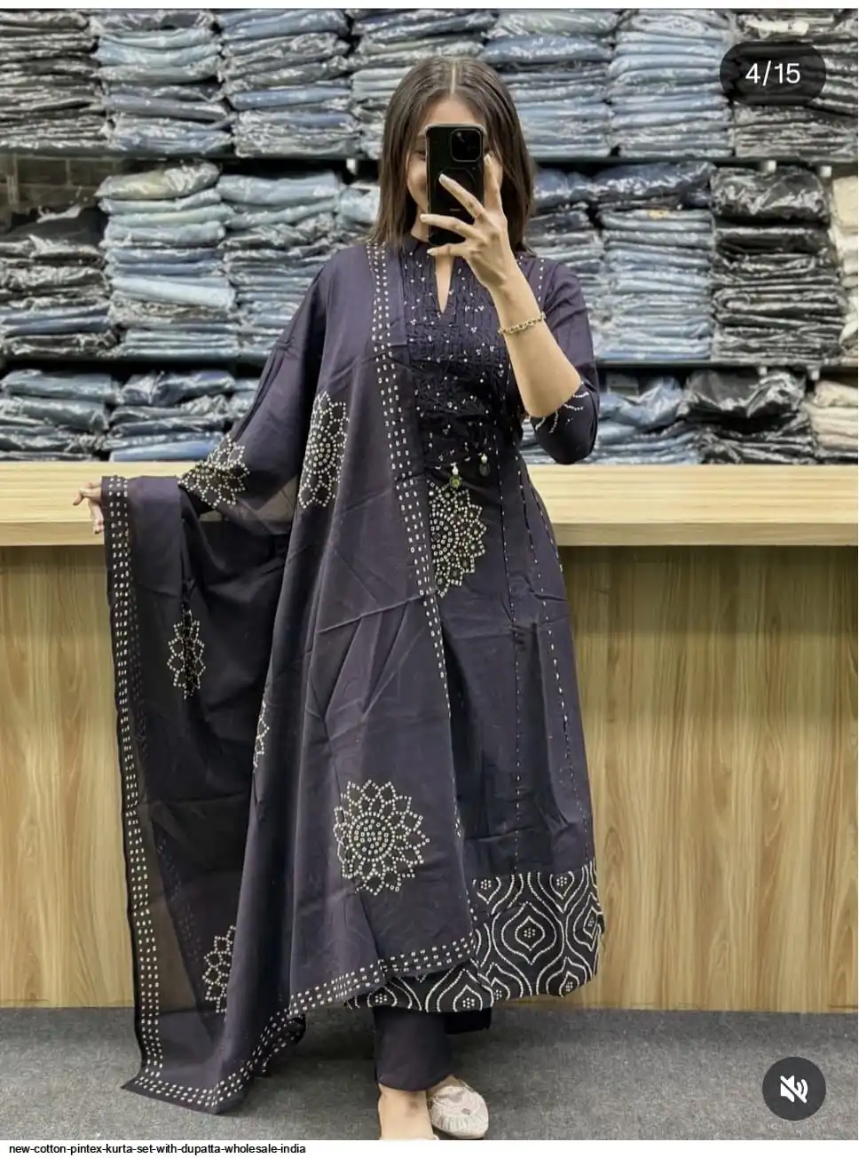 NEW COTTON PINTEX KURTA SET WITH DUPATTA WHOLESALE INDIA F