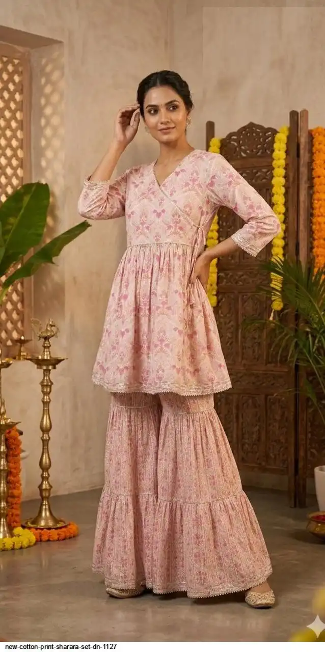 NEW COTTON PRINT SHARARA SET DN 1127 B