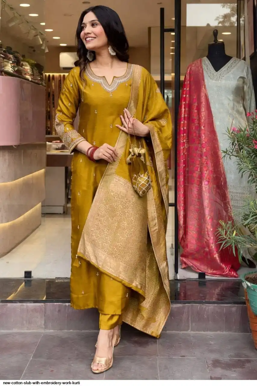 NEW COTTON SLUB WITH EMBROIDERY WORK KURTI 2