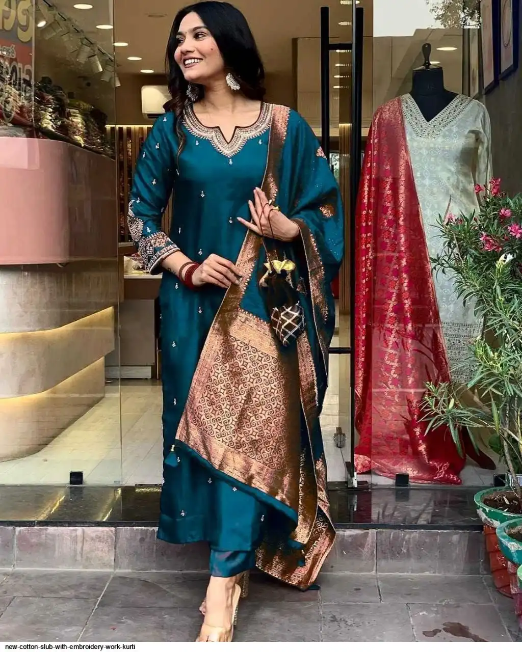 NEW COTTON SLUB WITH EMBROIDERY WORK KURTI 3